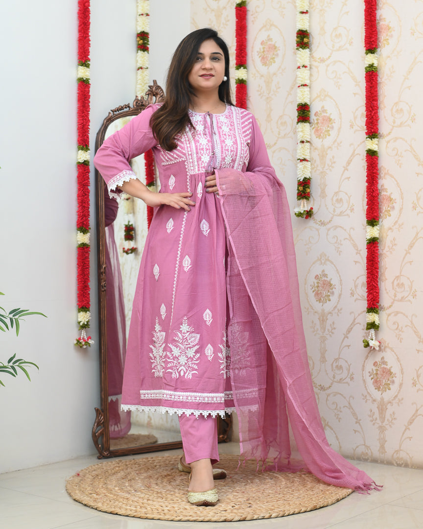 Aanya Premium Cotton Embroidered Pant set