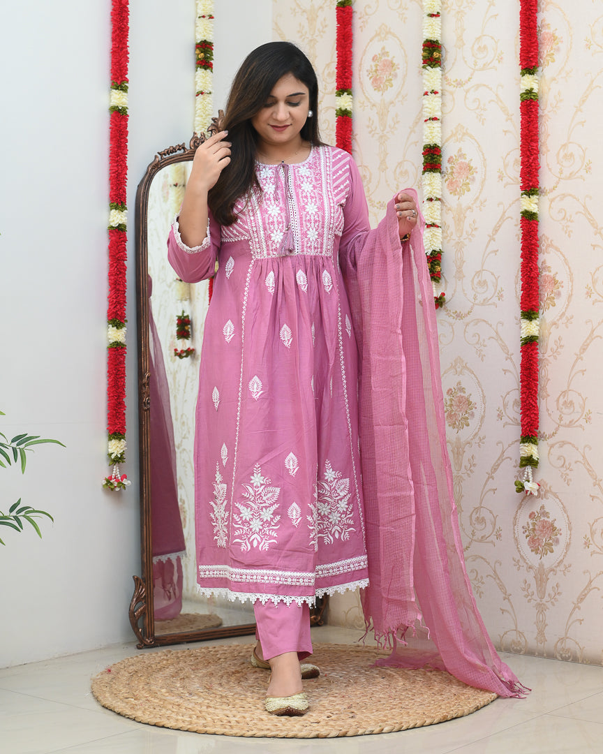 Aanya Premium Cotton Embroidered Pant set