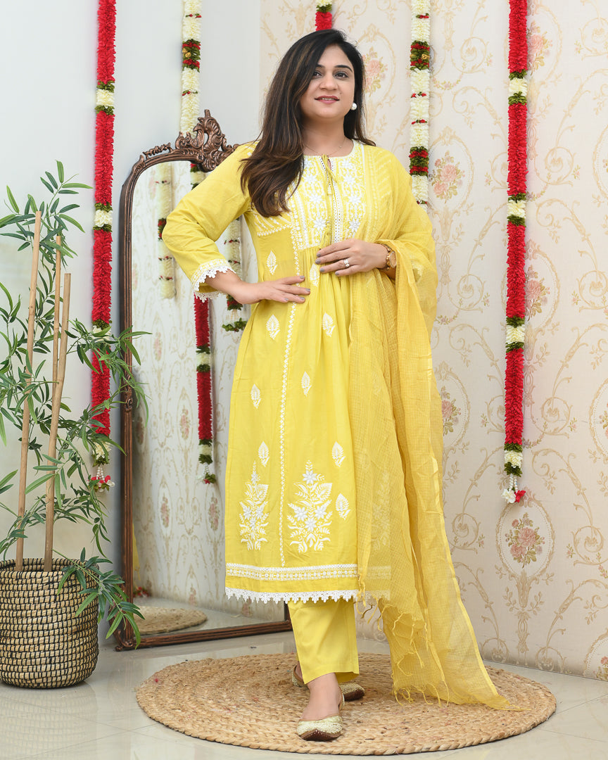 Aanya Premium Cotton Embroidered Pant set