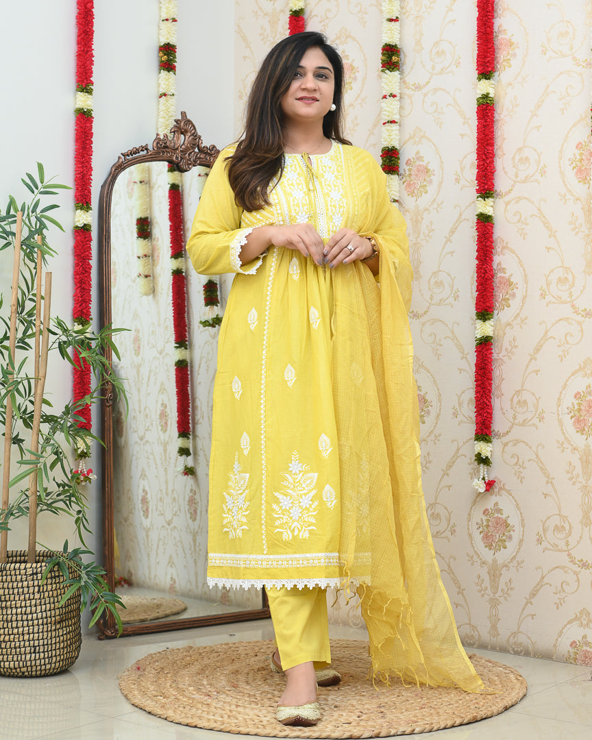Aanya Premium Cotton Embroidered Pant set