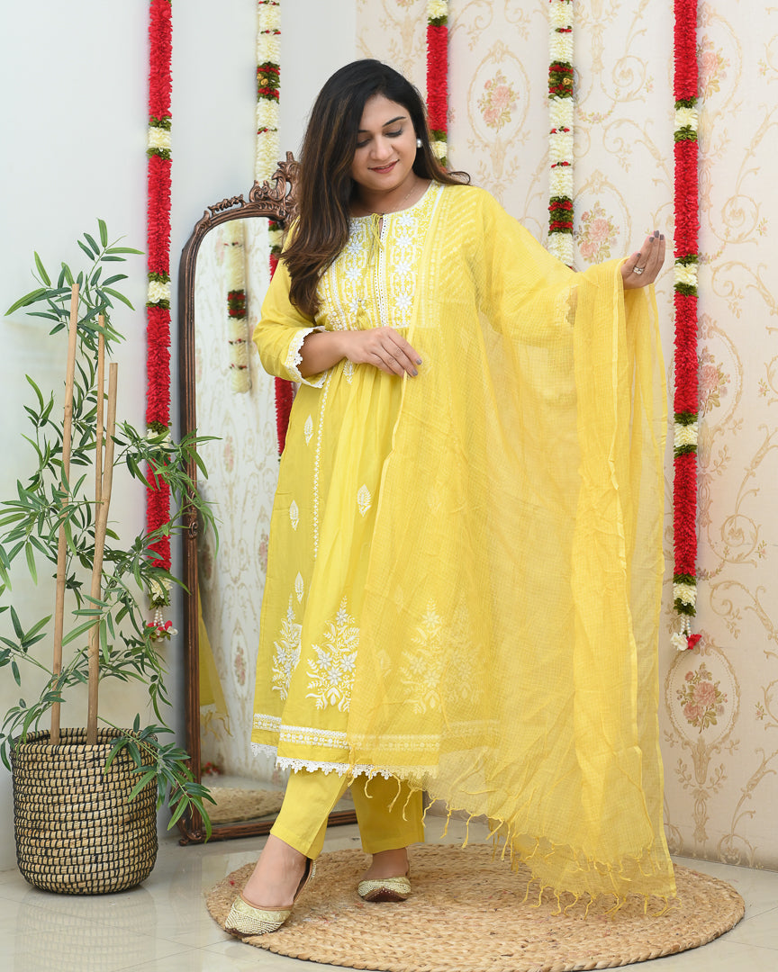 Aanya Premium Cotton Embroidered Pant set