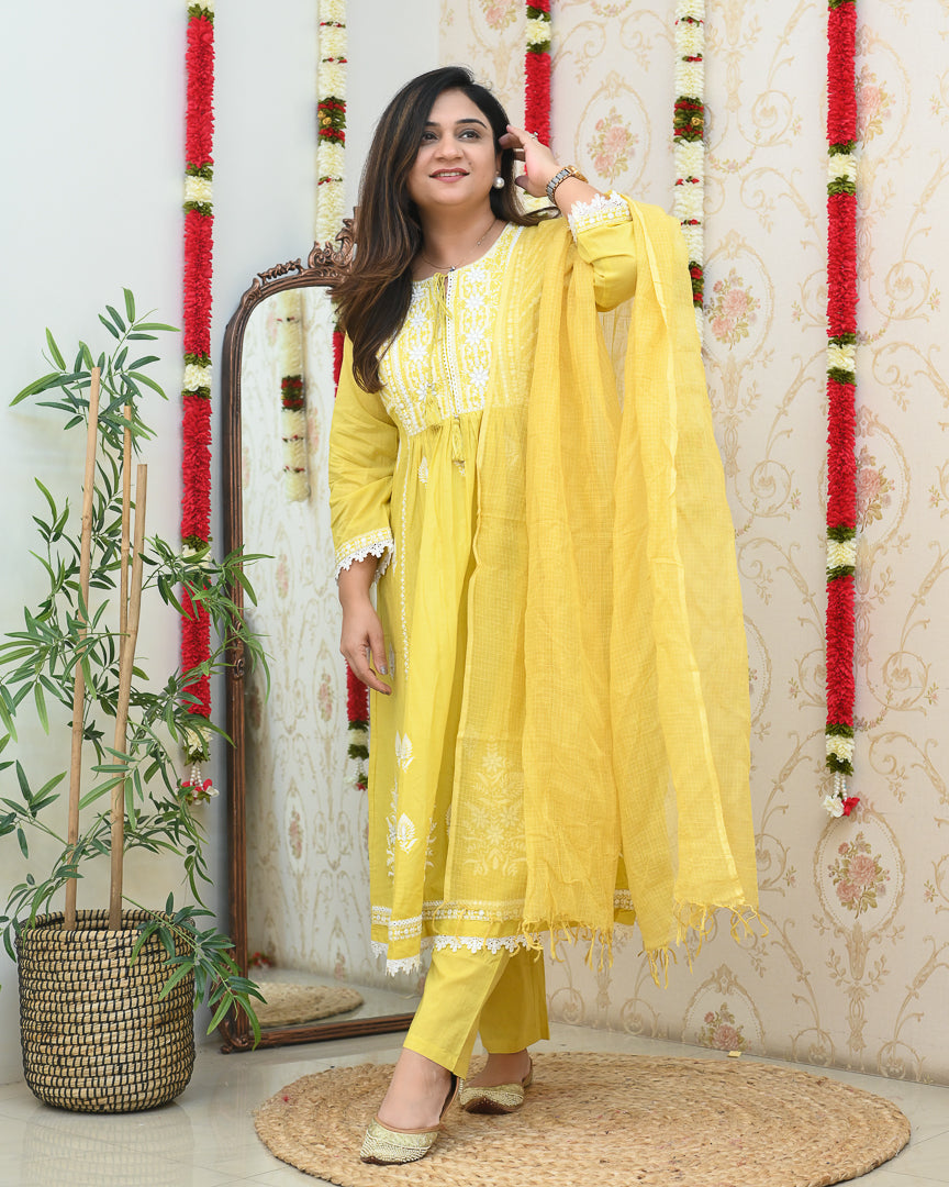 Aanya Premium Cotton Embroidered Pant set