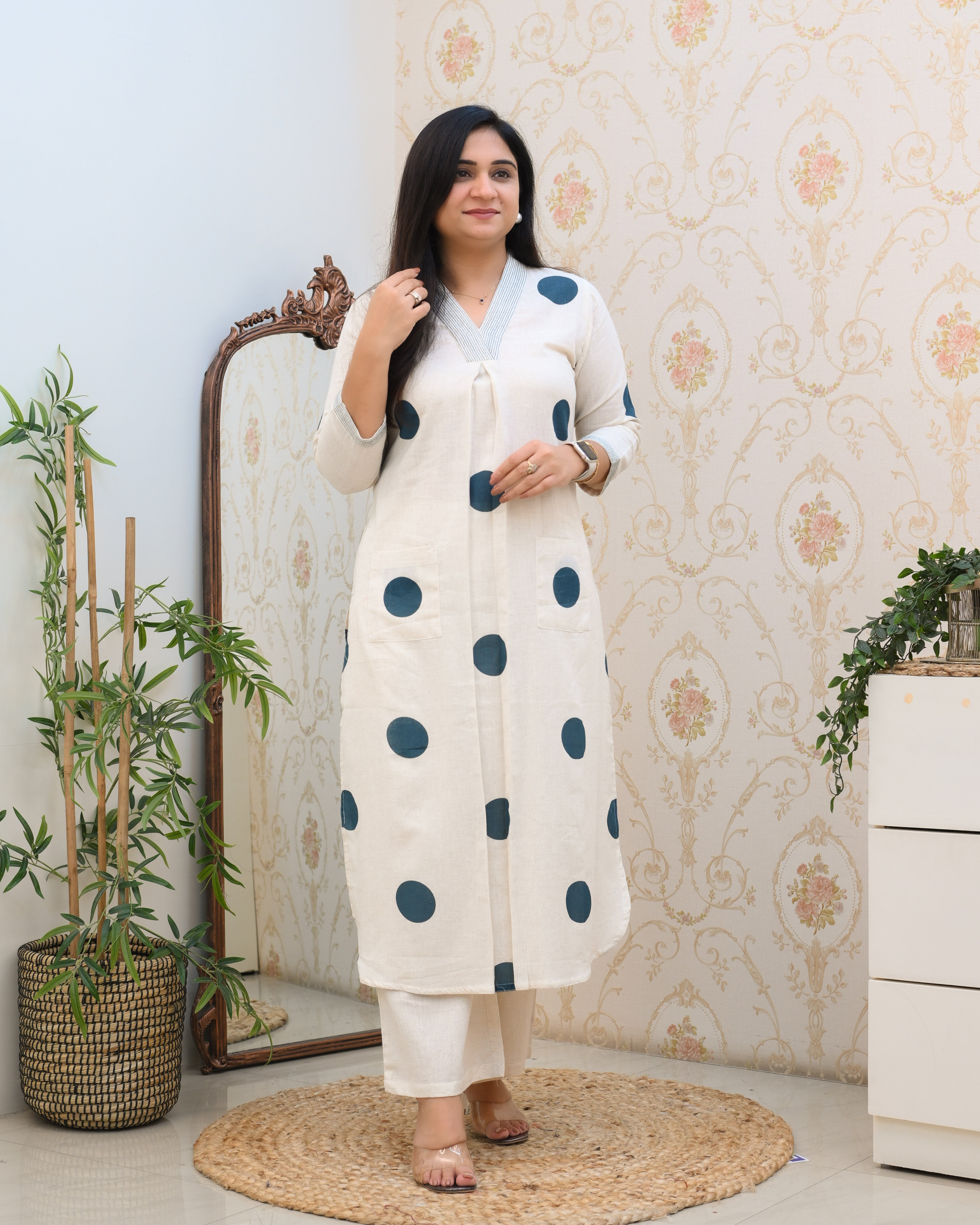 Polka Print Cotton A-line Coord Set - The Jaipur Studio