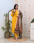 Cotton Embroidered Kalamkari Dupatta Suit