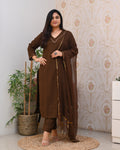 Mirror Embroidered Cotton Solid Color Dupatta Set