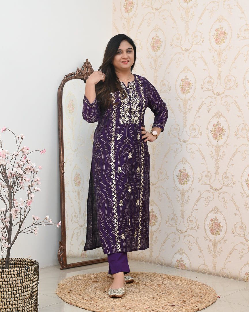 'Gulnaar' Bandhani Premium Muslin Embroidered Pant Set