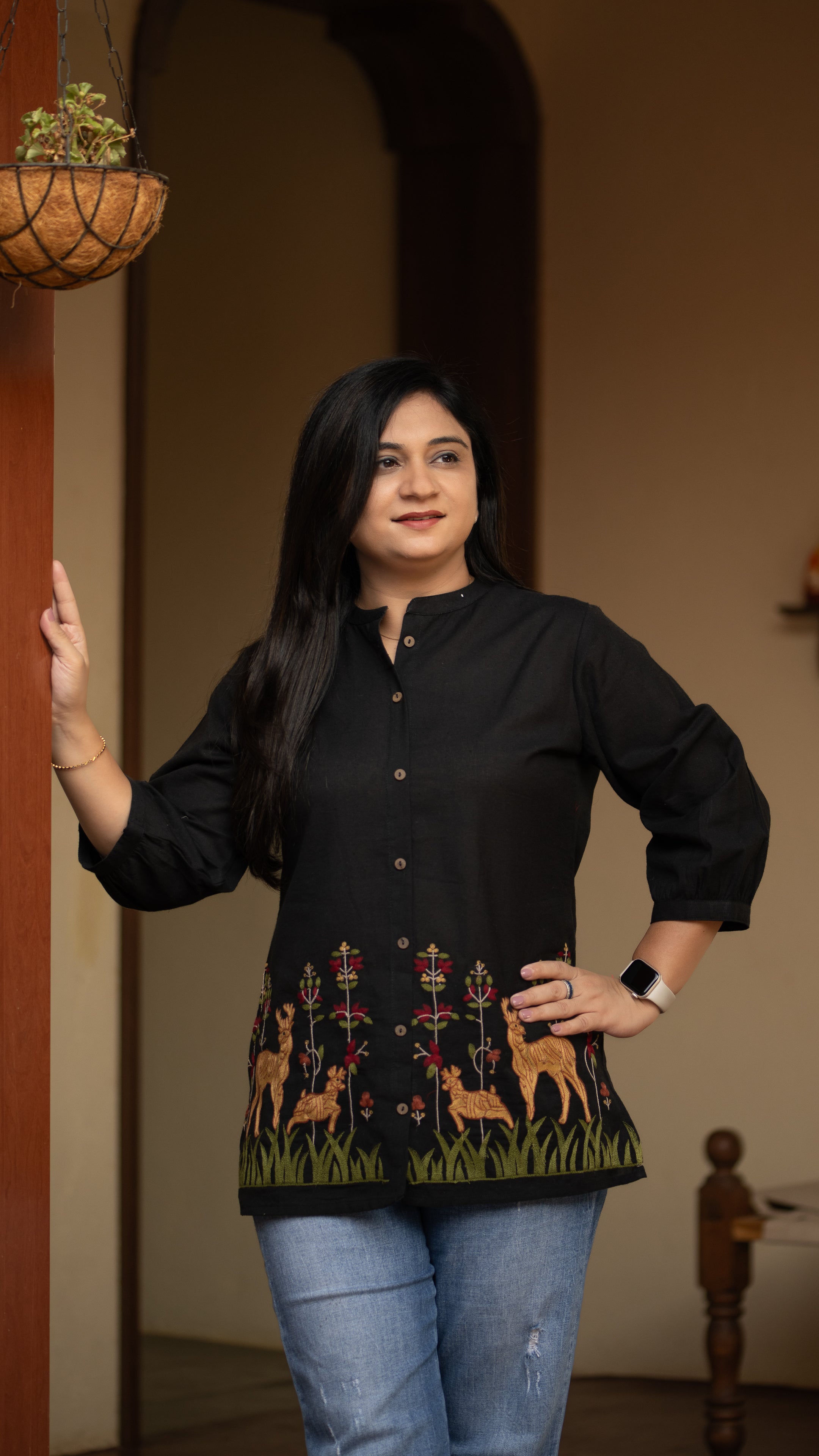 Arika Cotton Embroidered Short Top - The Jaipur Studio