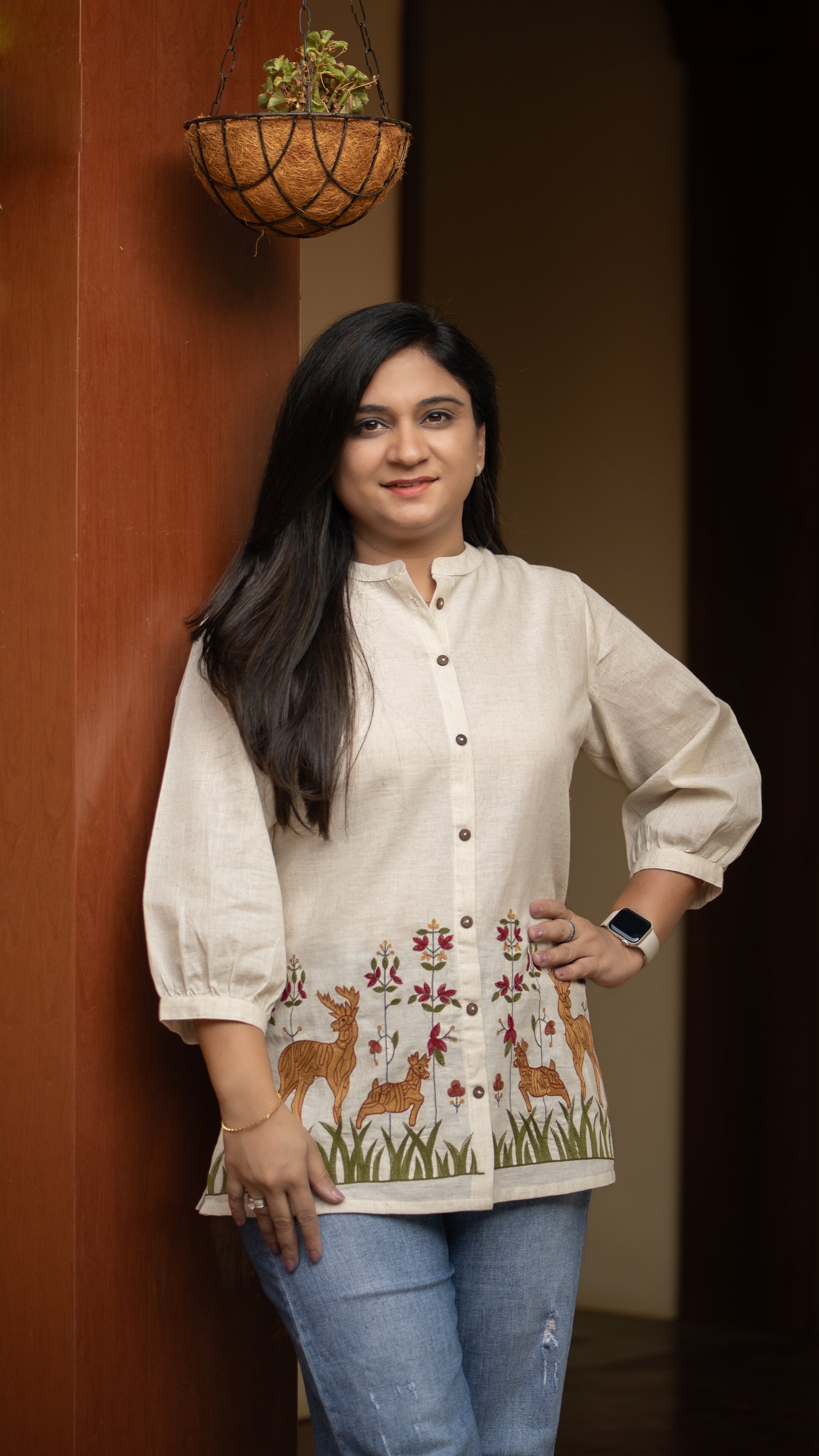 Arika Cotton Embroidered Short Top - The Jaipur Studio