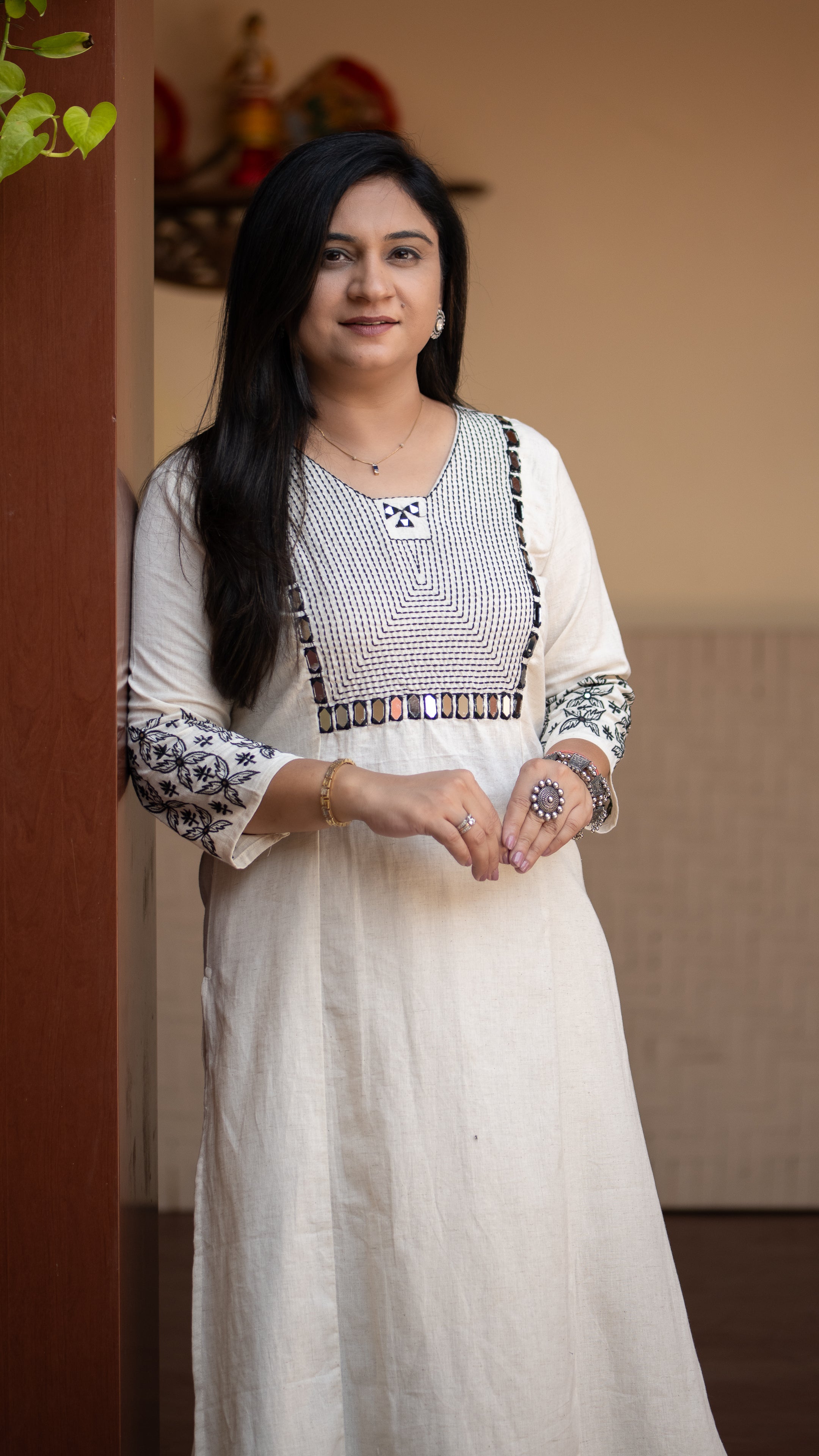 Alia Cotton Embroidered A-line Pant Set