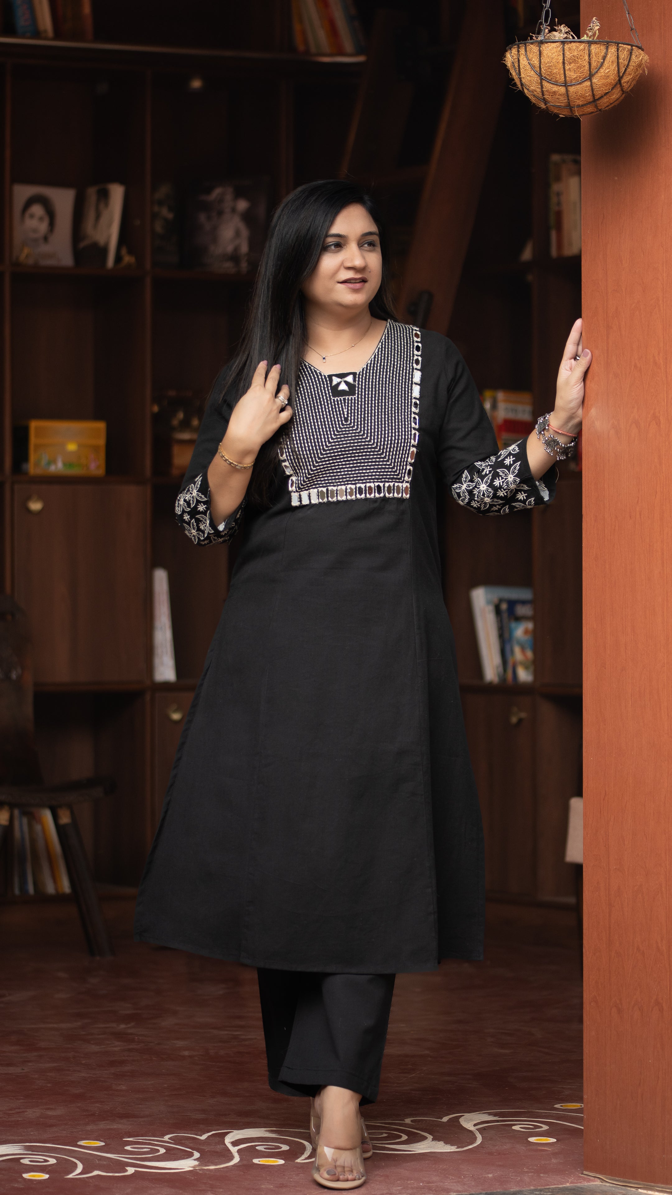 Alia Cotton Embroidered A-line Pant Set