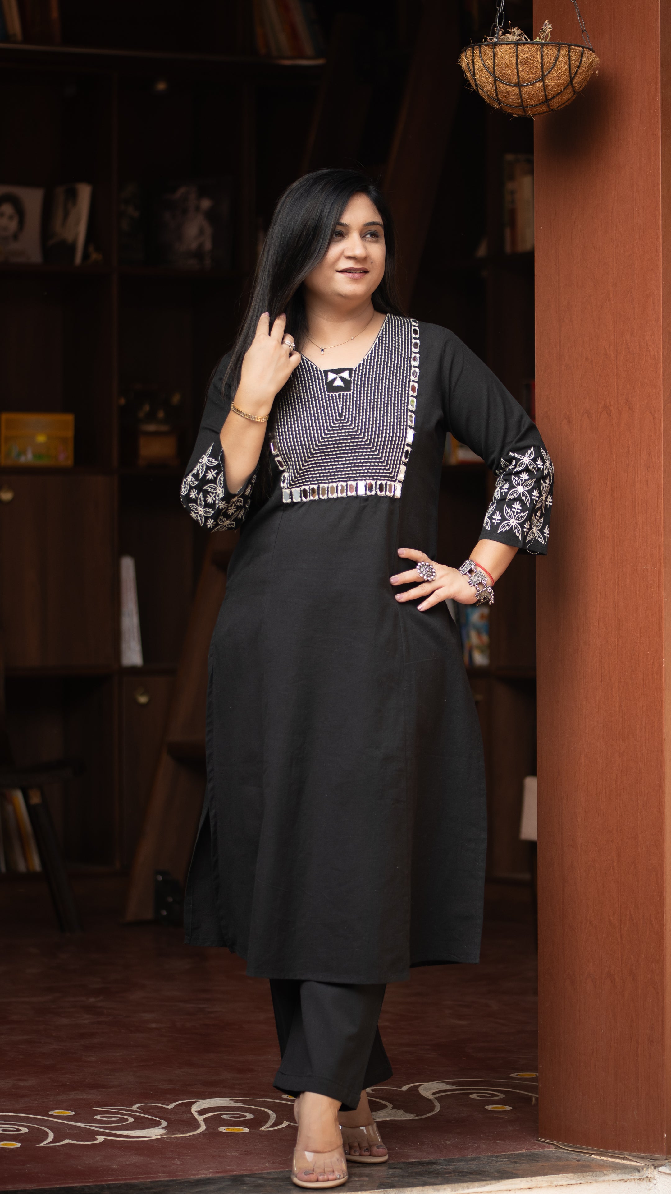 Alia Cotton Embroidered A-line Pant Set