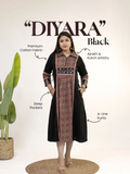 Diyara Black Cotton Ajrakh Kutch Embroidered A-line Kurta