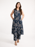 Jamia Blue Rayon Casual Straight Coord Set