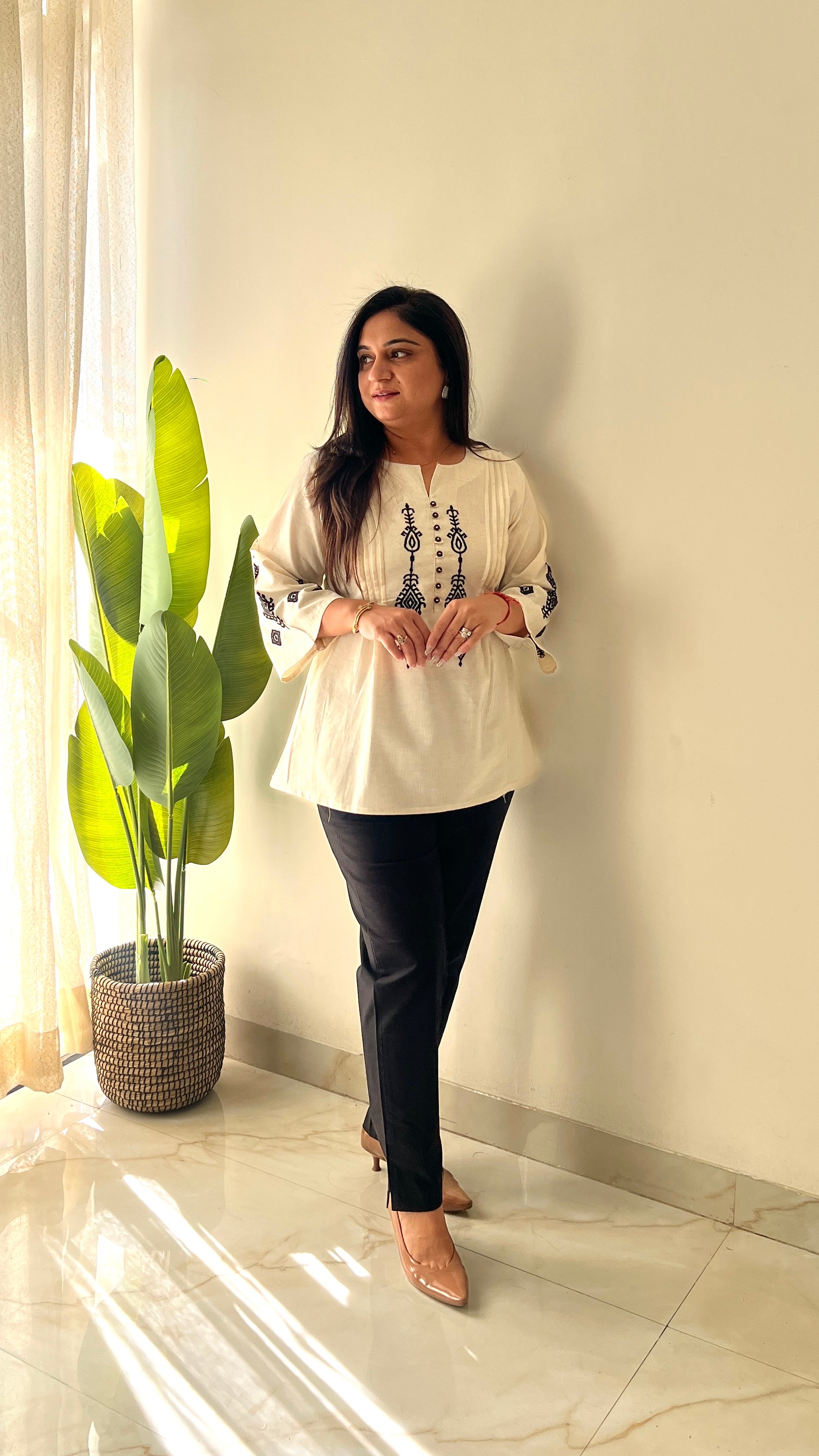 Hema Cotton Embroidered Short Top