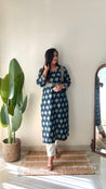 Indigo Blue Casual Cotton Straight Kurta - The Jaipur Studio