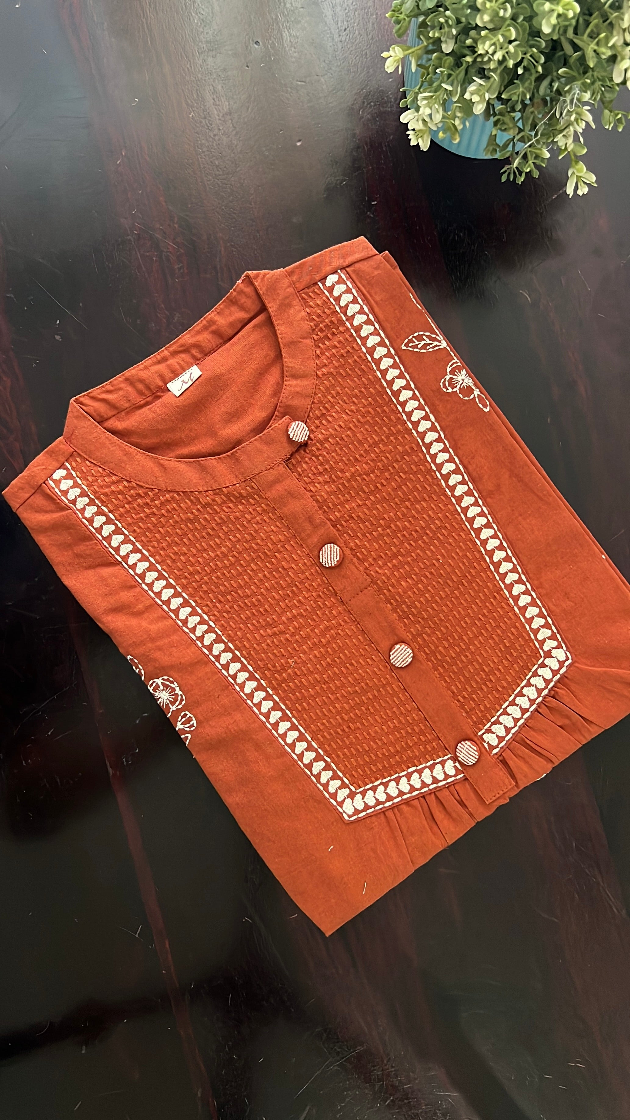 Tarini A-line cotton Embroidered Short Top