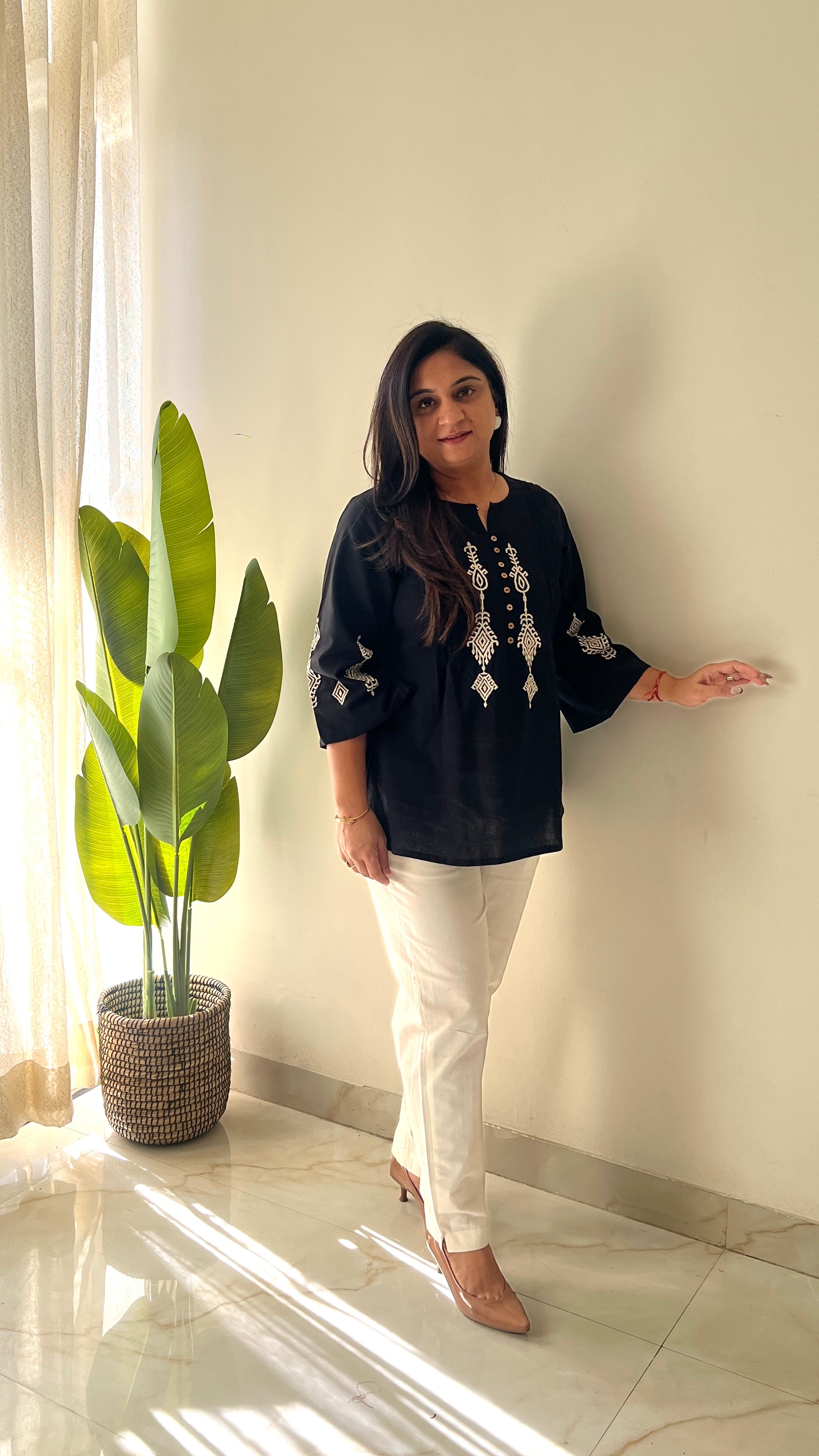 Hema Cotton Embroidered Short Top