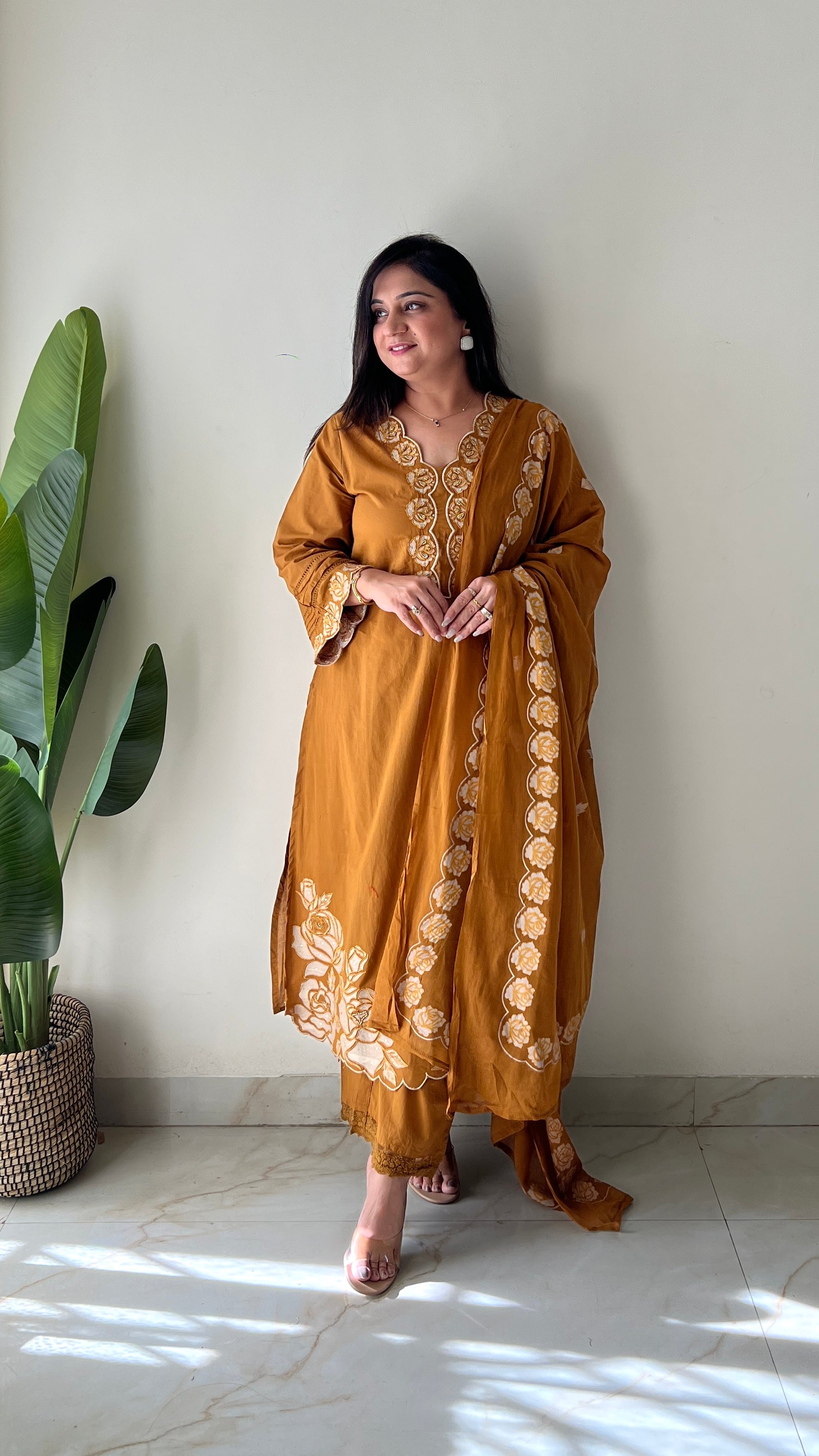 Sejal Cotton Cutwork Applique HandEmbroidered Pant set