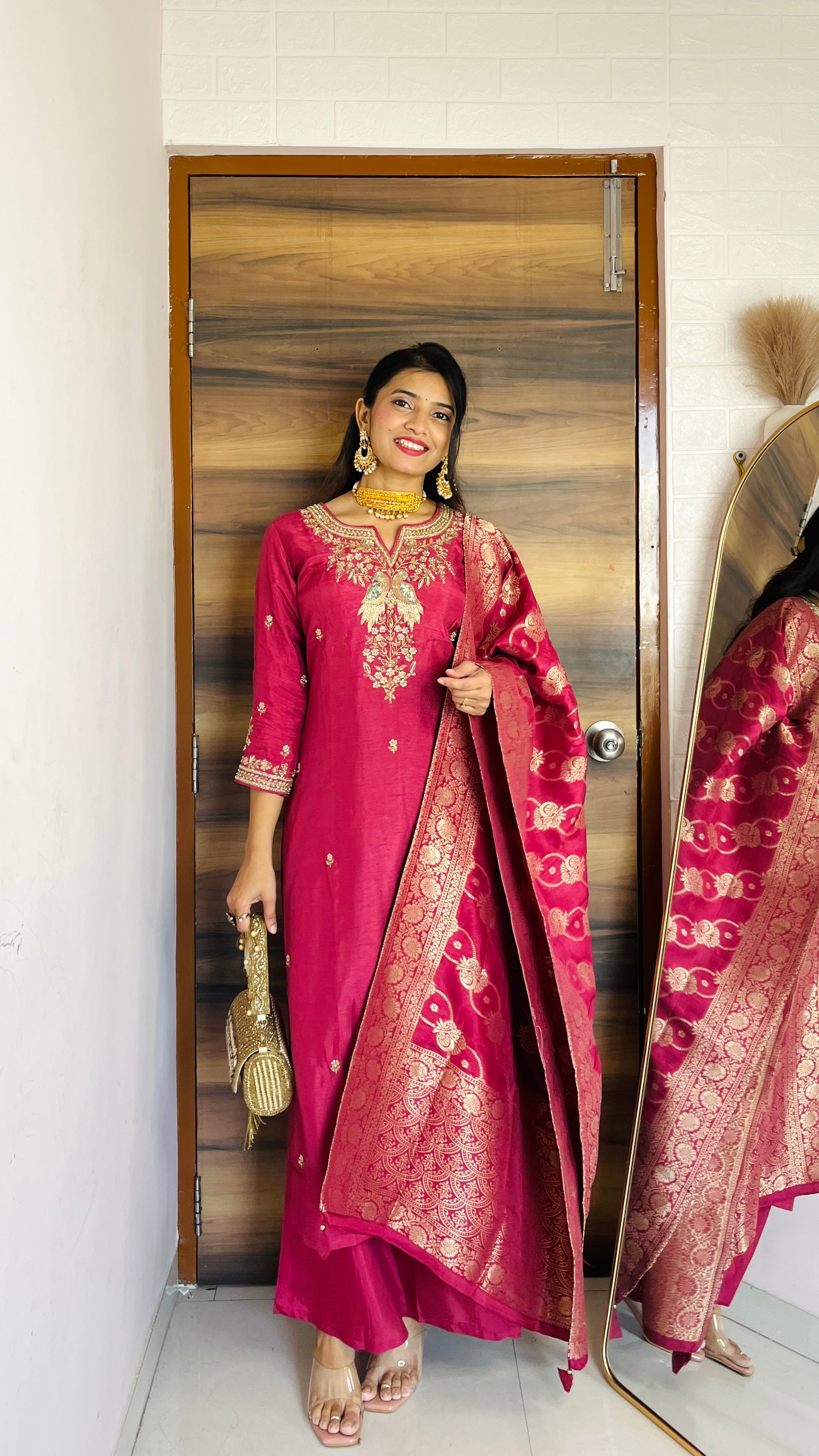 Aviva Silk Festive HandEmbroidered Pant Set