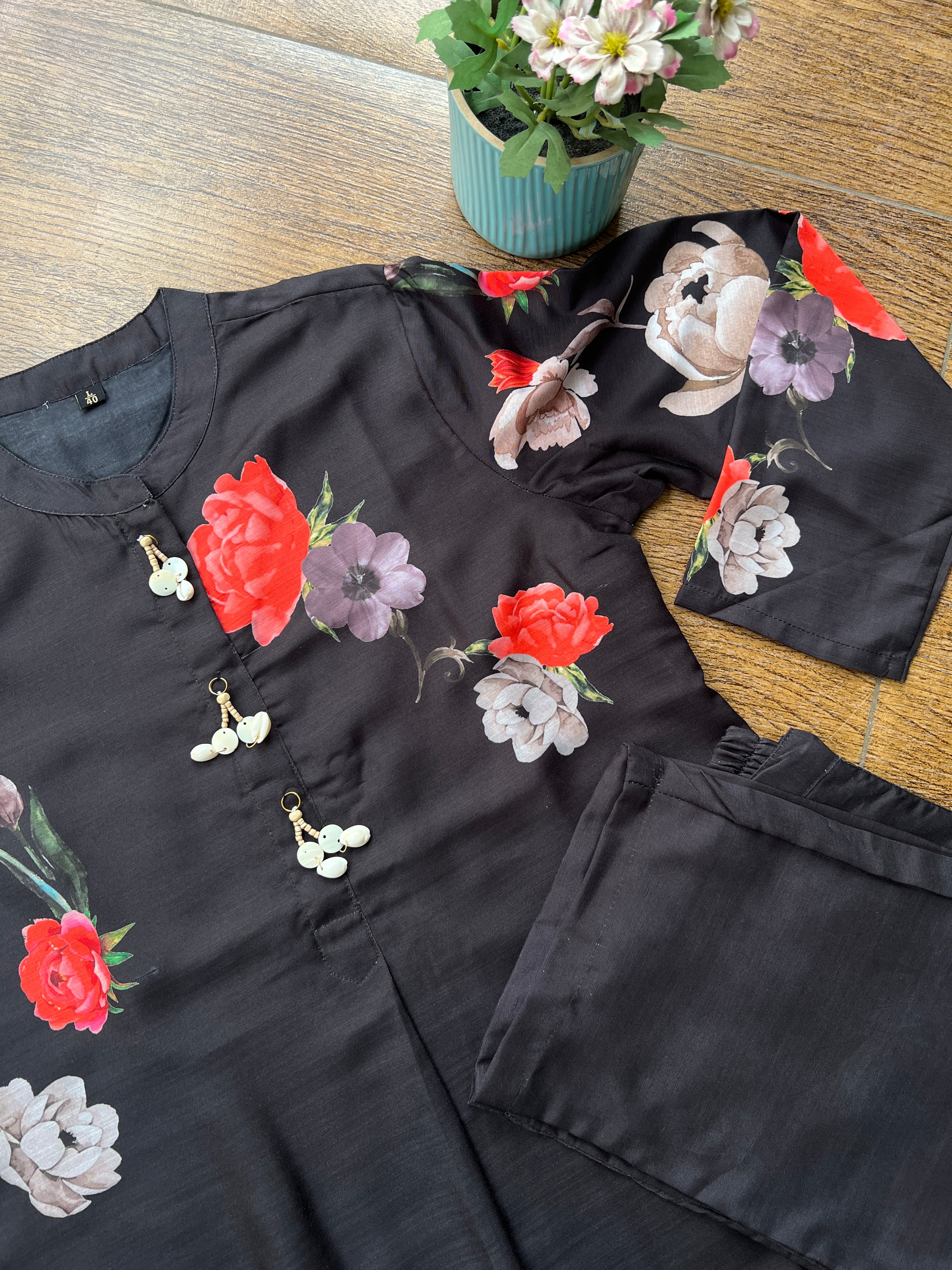 Muslin Rose Digital Print Coord set