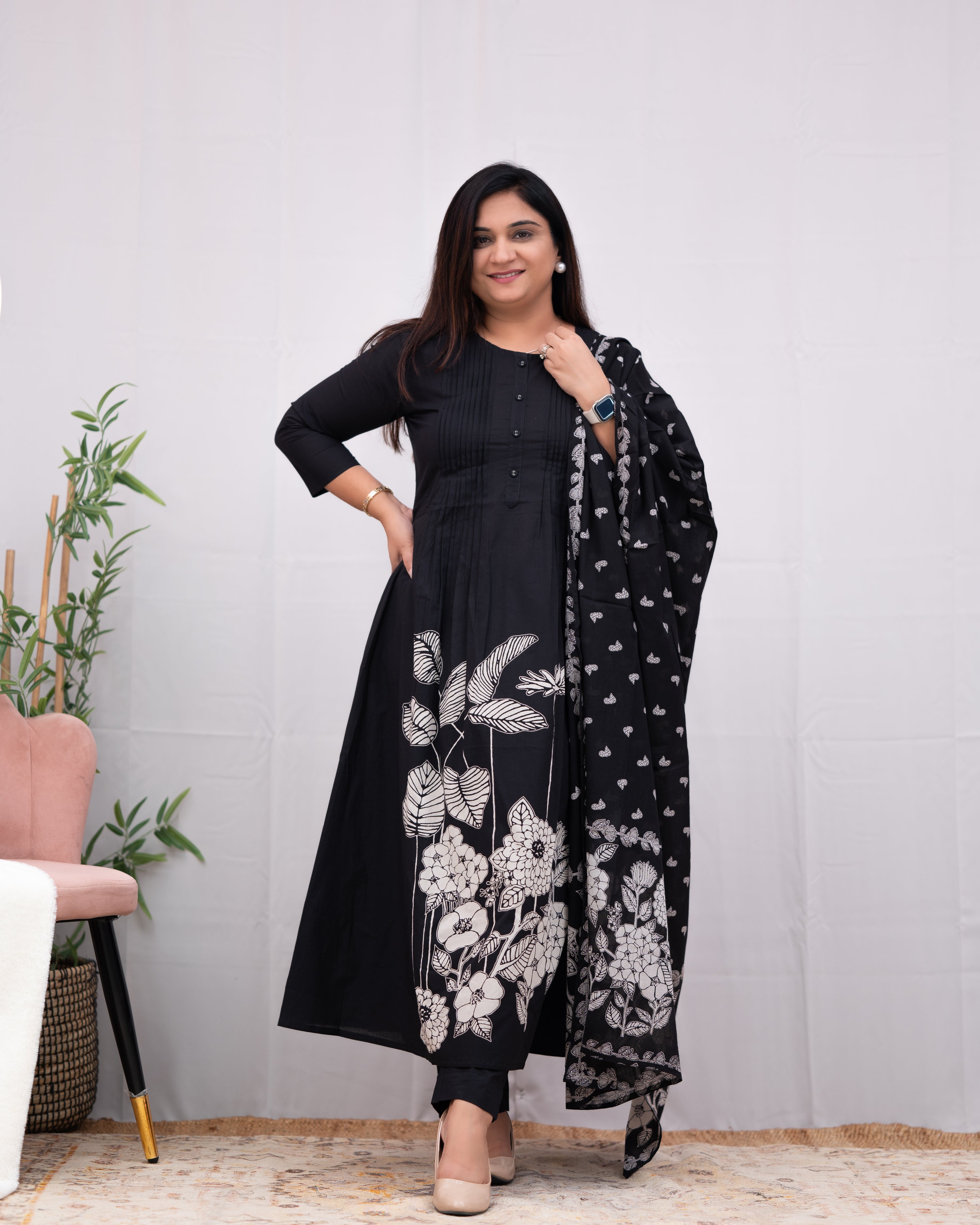 Mansi Black Premium Cotton pant set