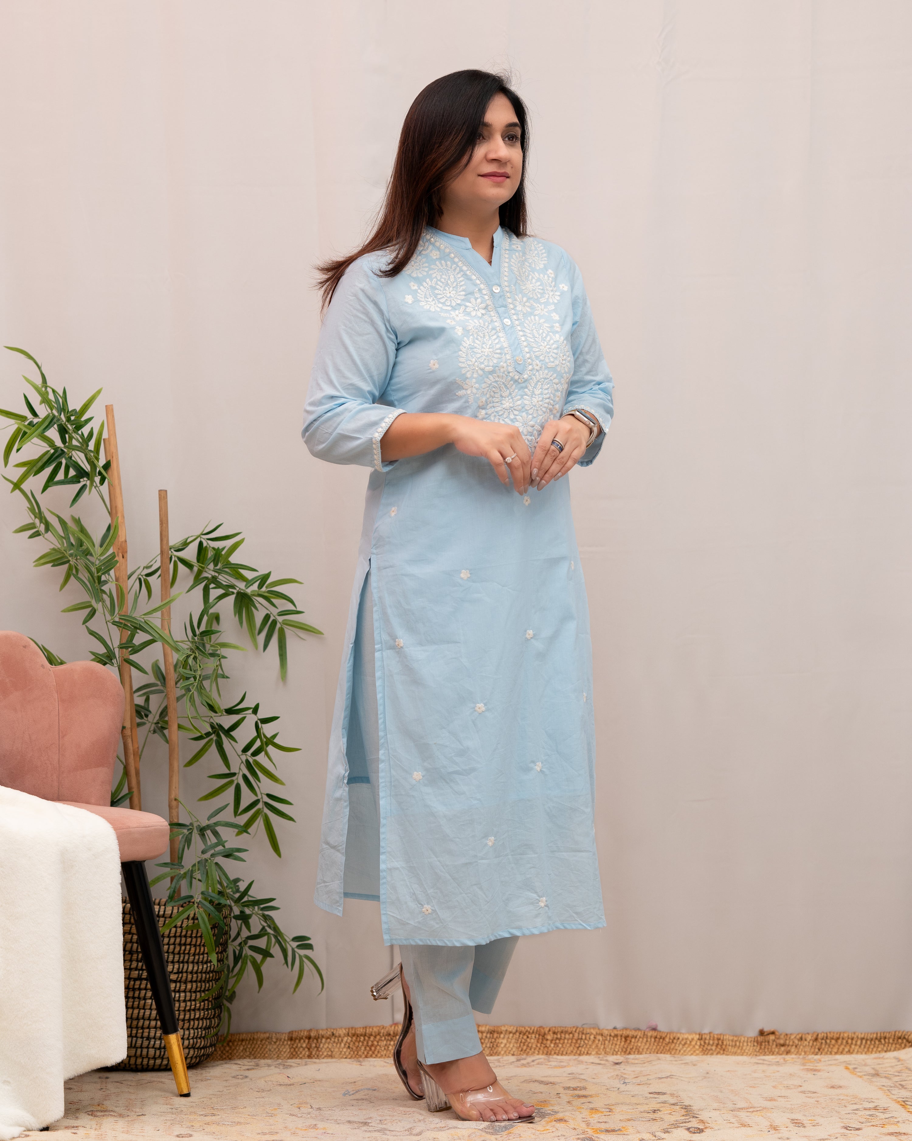 Zubaina Cotton Embroidered Pant Set