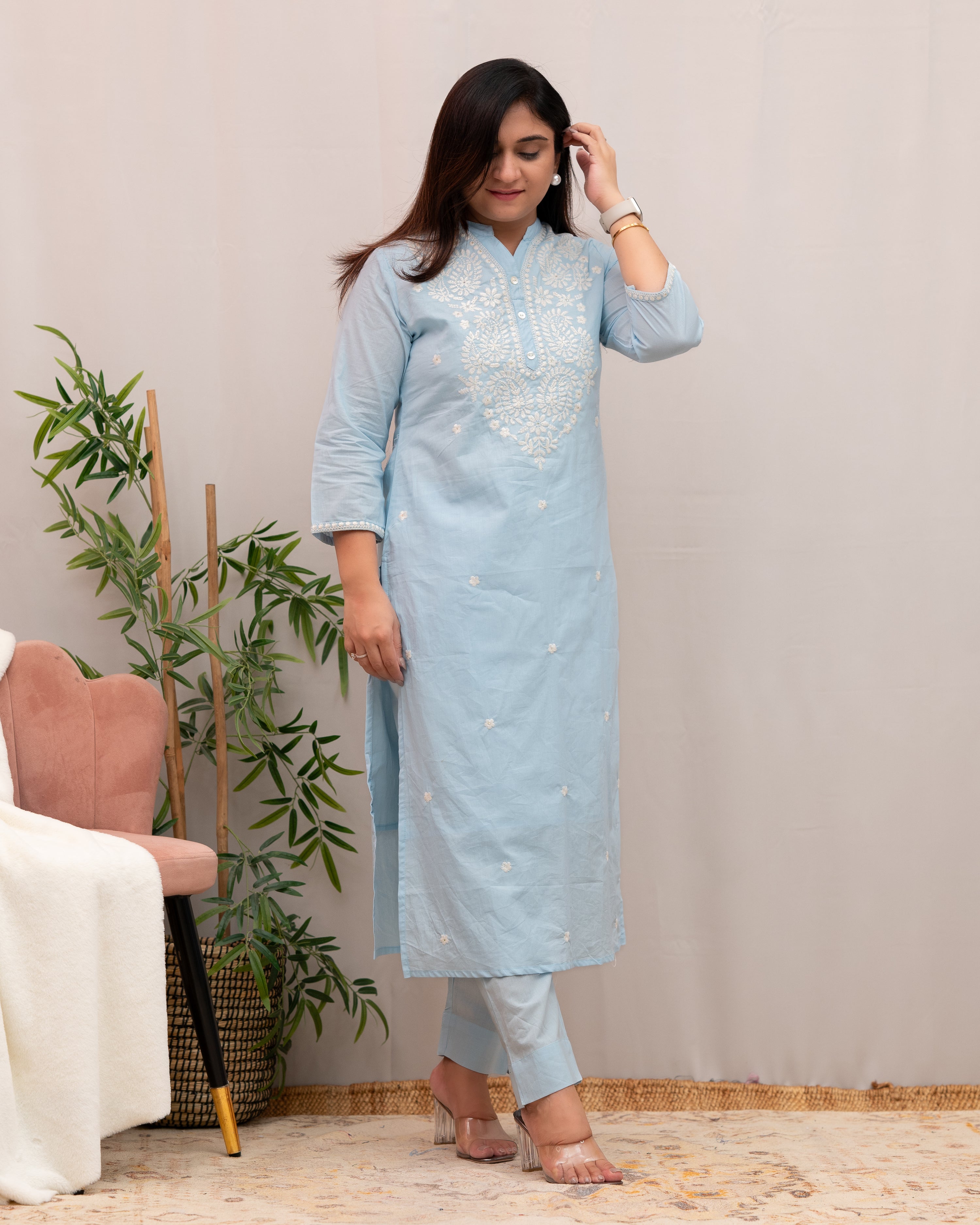 Zubaina Cotton Embroidered Pant Set