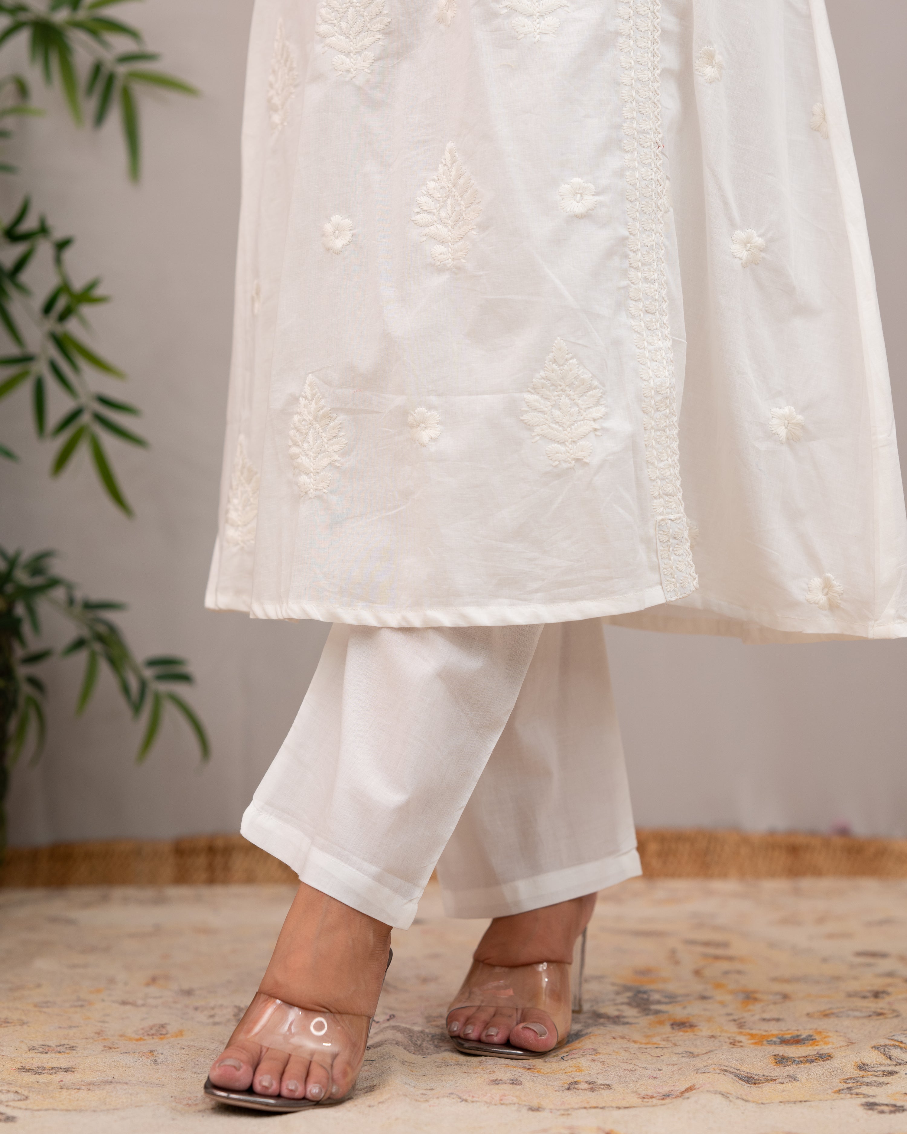 Johan Cotton Chikankari Embroidered Pant Set