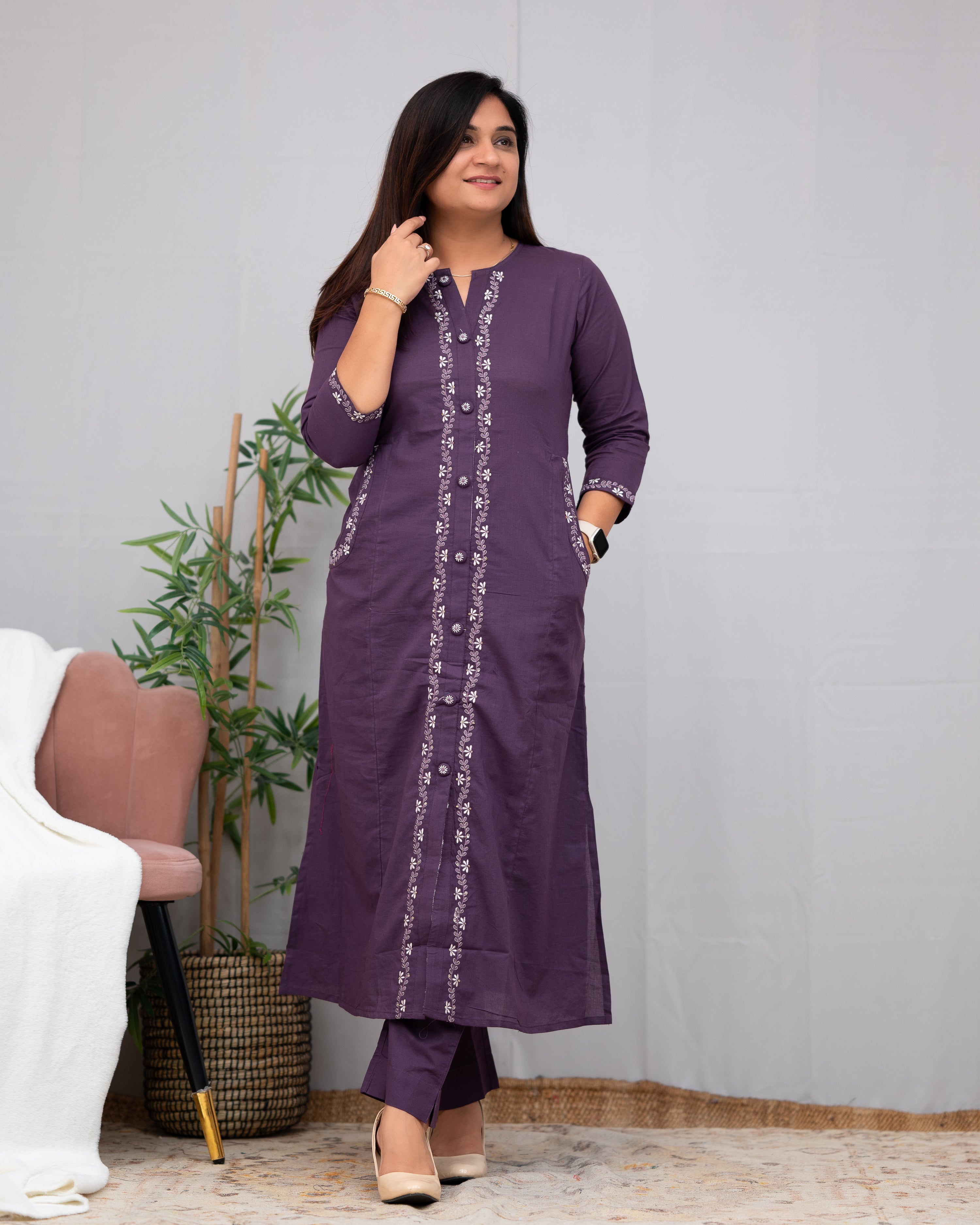 Giara Embroidered Cotton pant Set