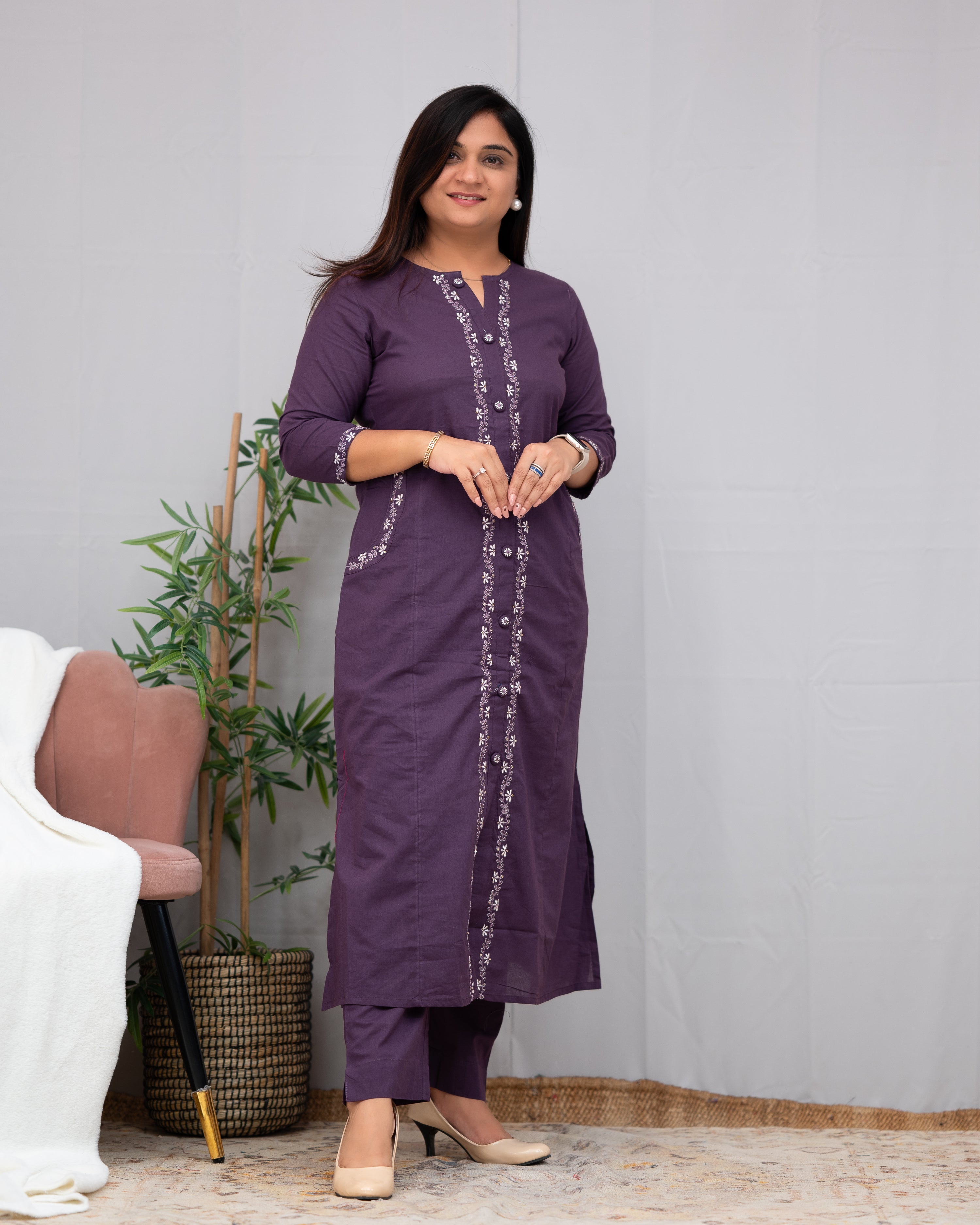 Giara Embroidered Cotton pant Set