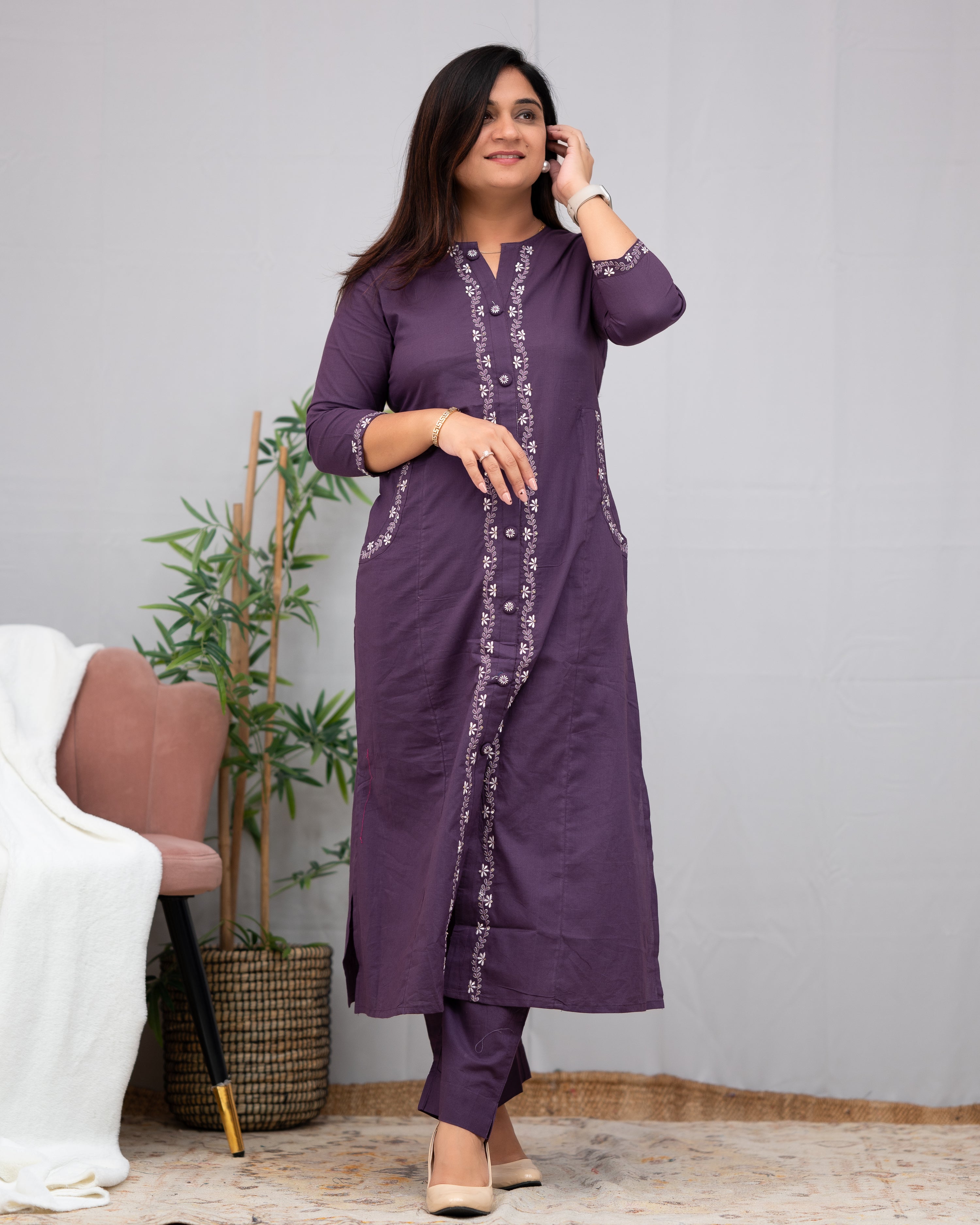 Giara Embroidered Cotton pant Set