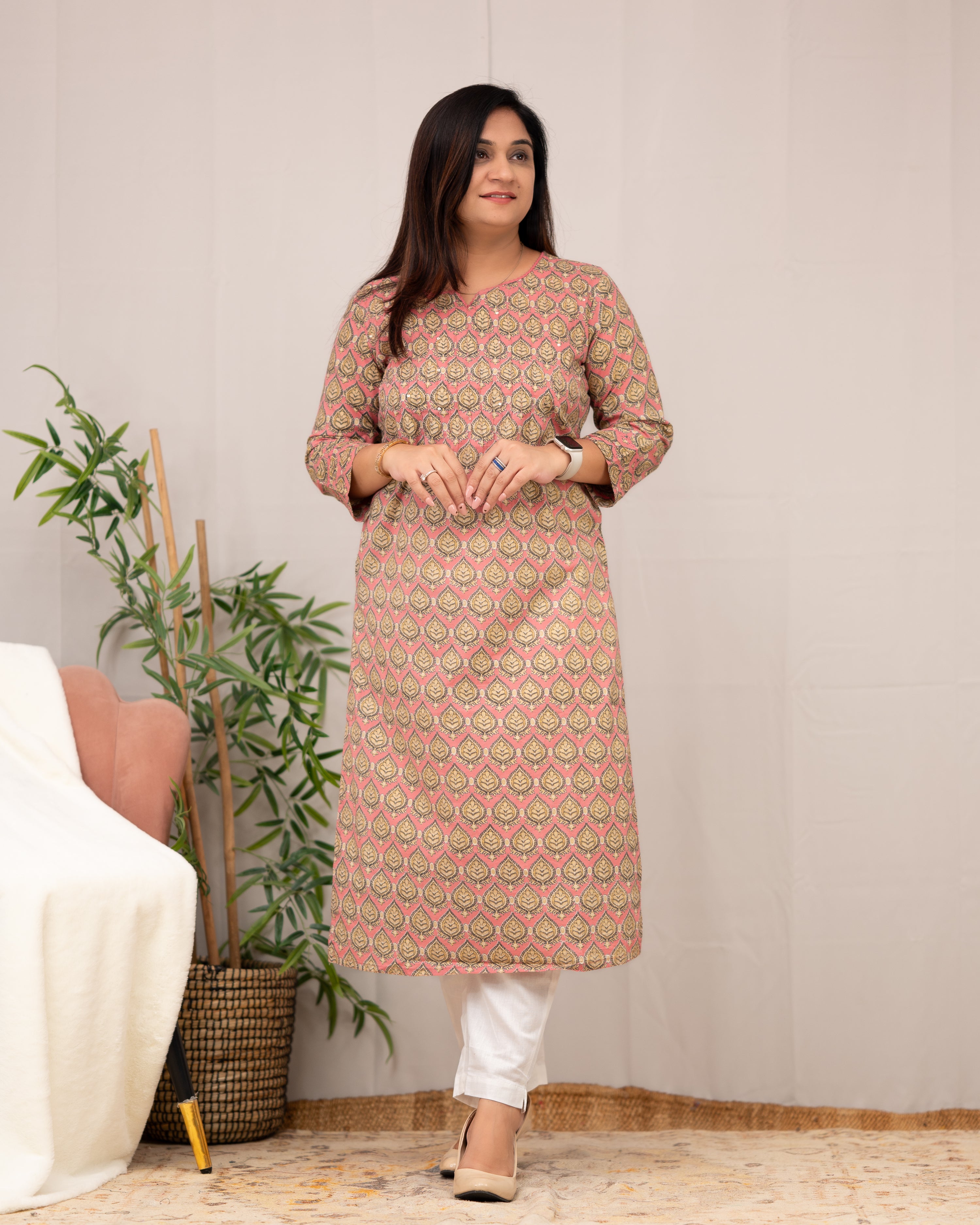 Lisha Floral Cotton Casual Kurta