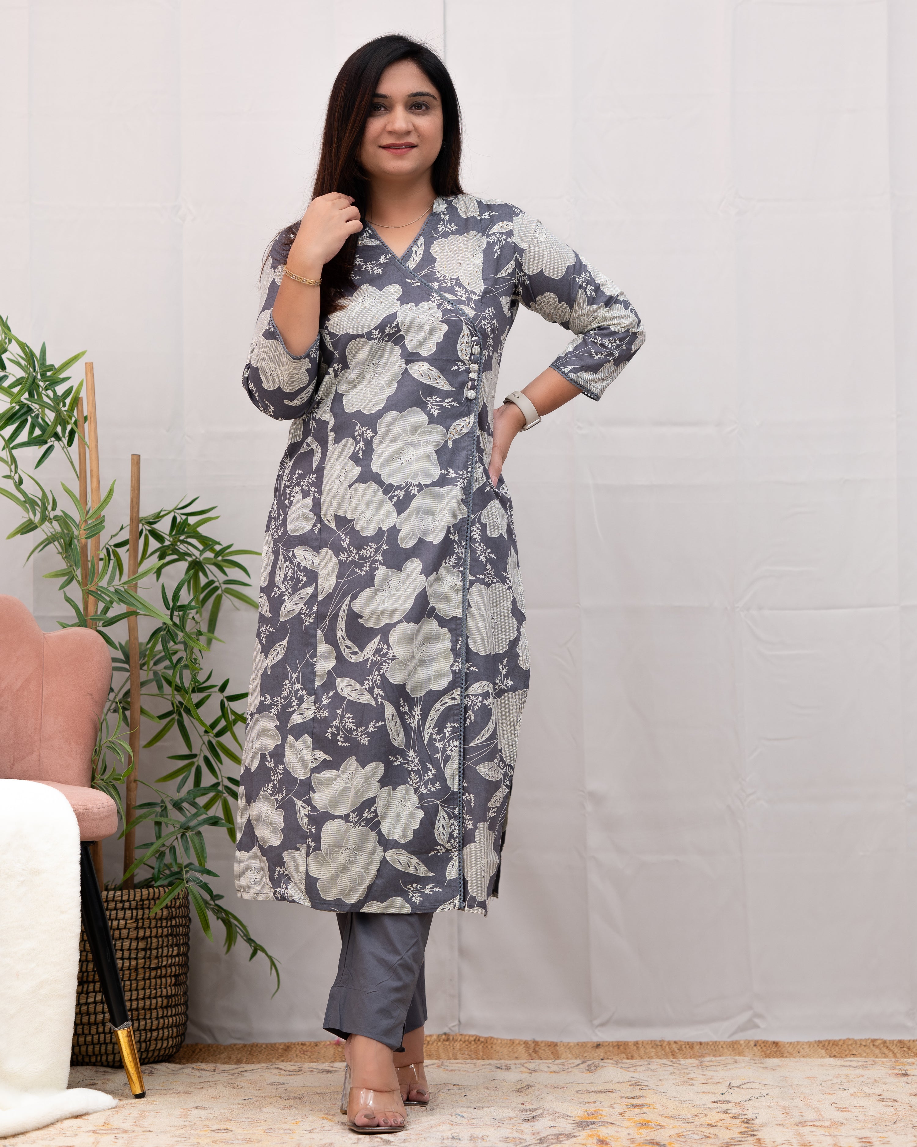 Anushka Casual Angrakha Style Cotton Pant Set