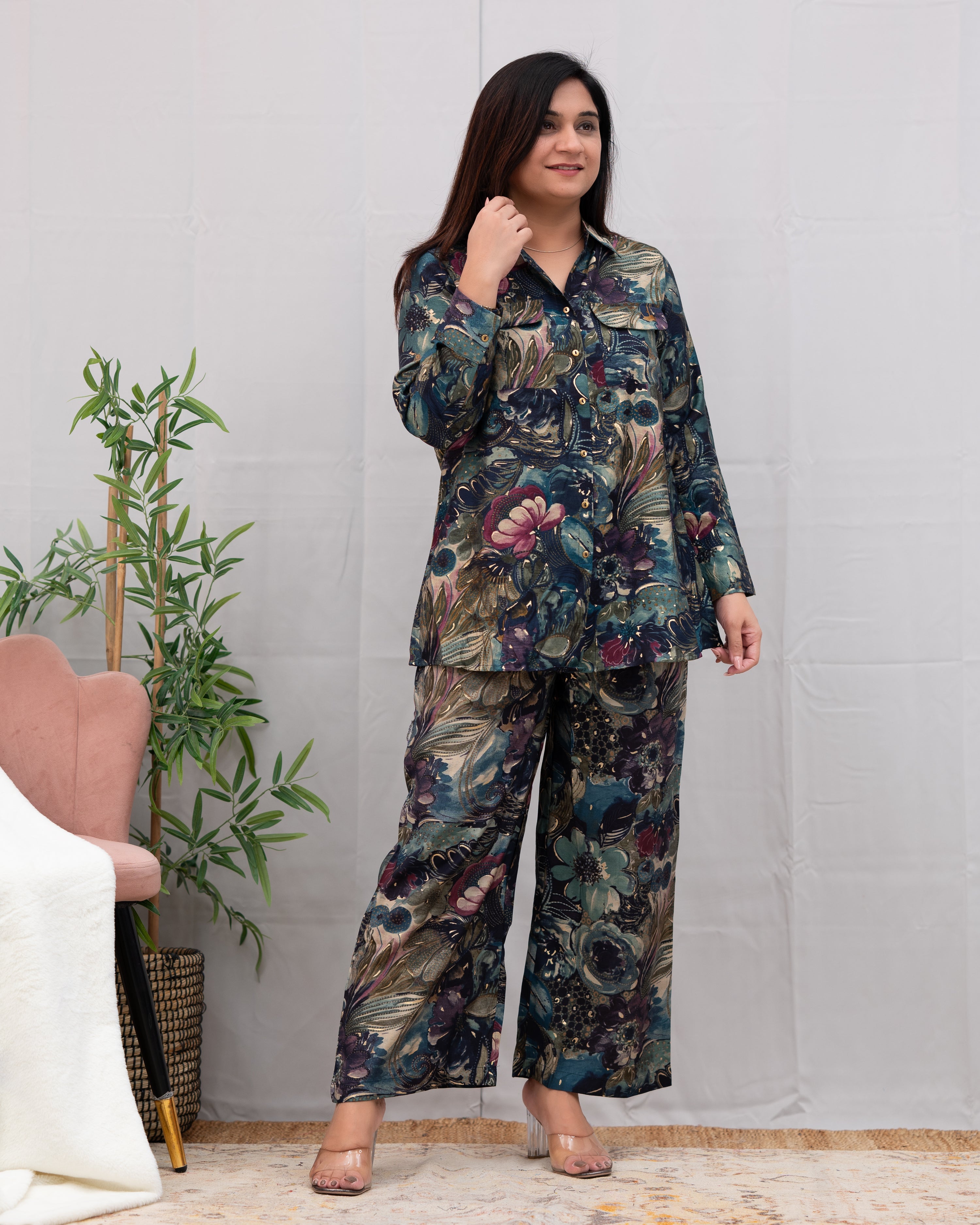 Nia Muslin digital Print Coord Set