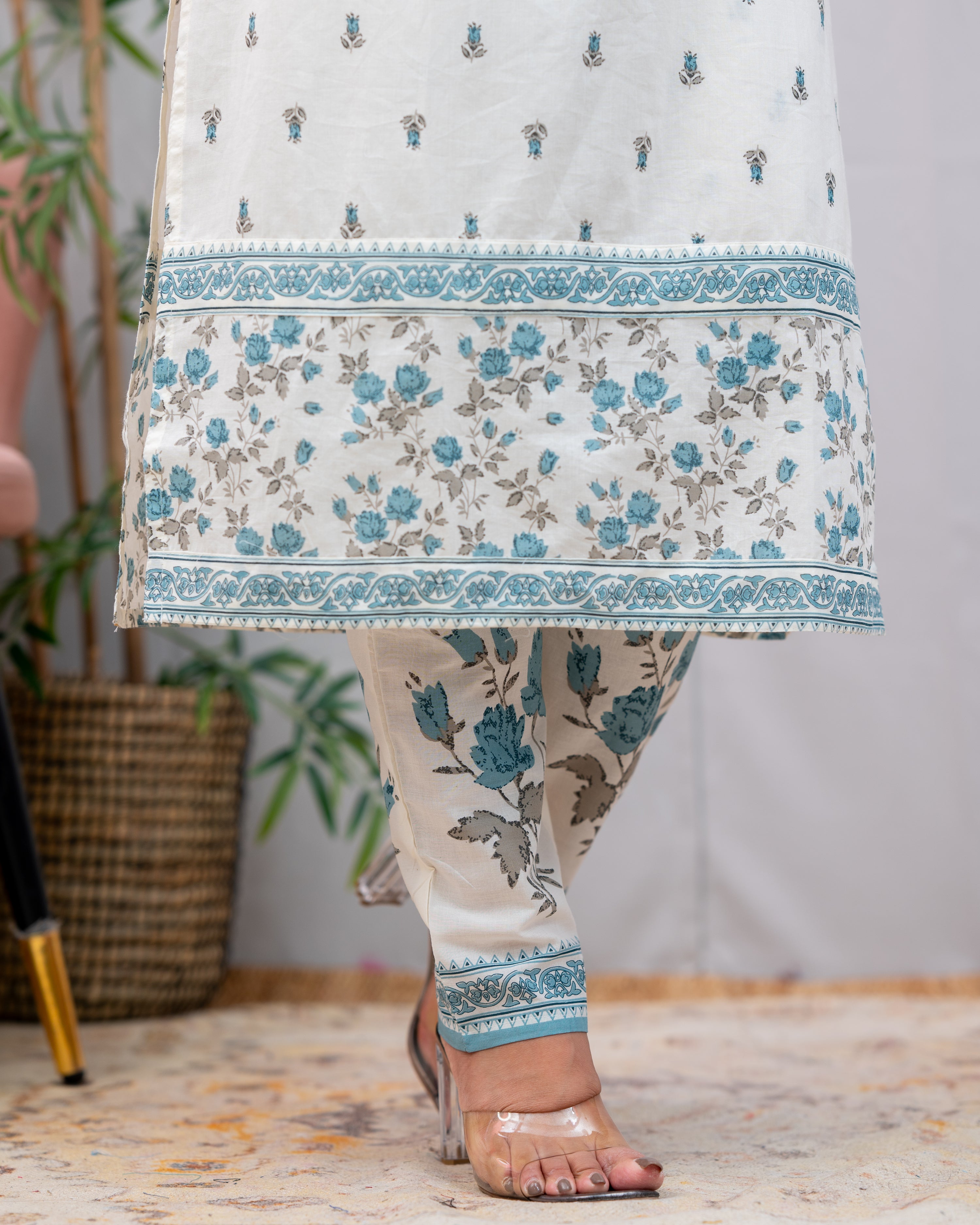 Sumira Handblock Premium Cotton Embroidered Pant Set