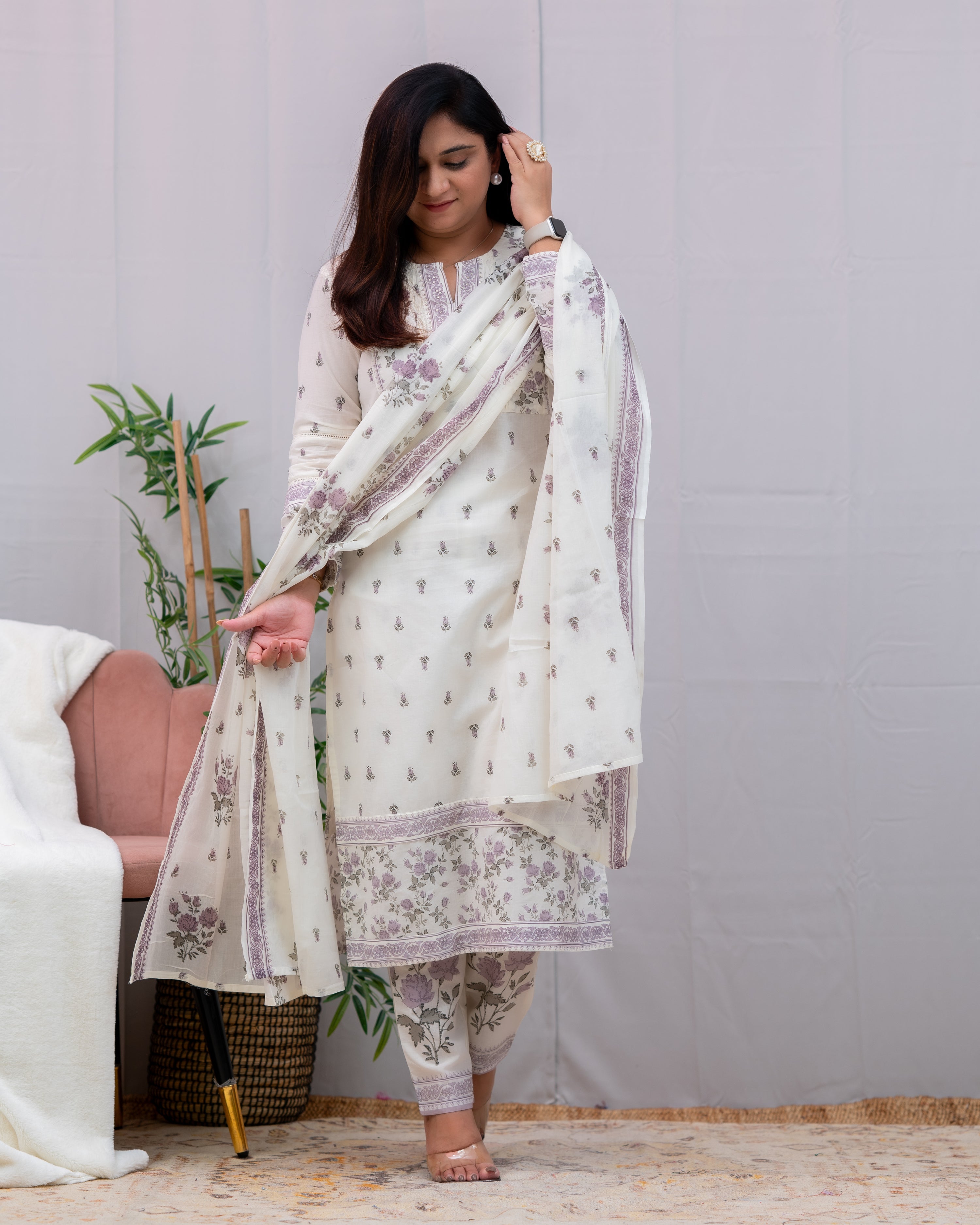Sumira Handblock Premium Cotton Embroidered Pant Set