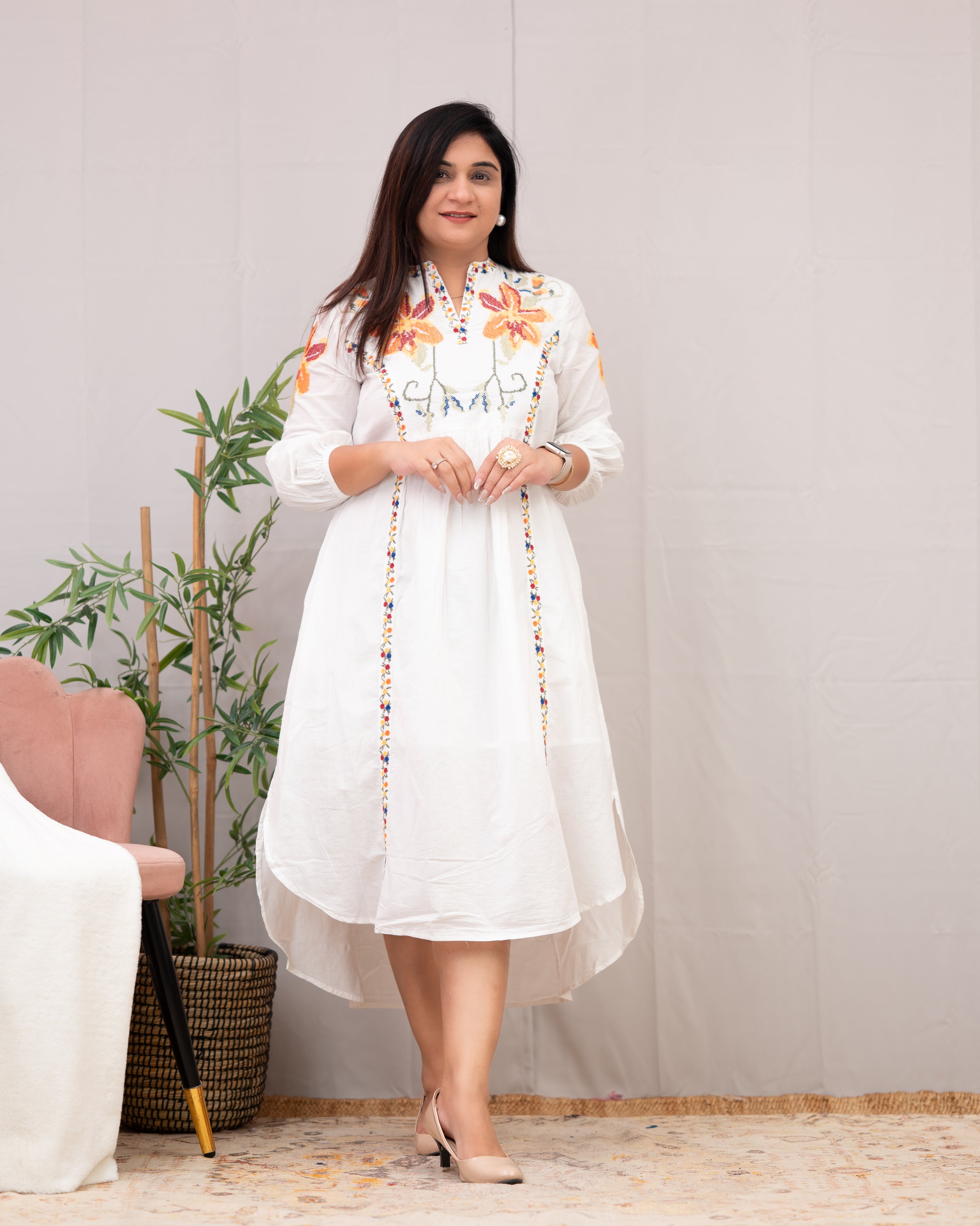 Jimmy Summerish Embroidered Cotton Dress