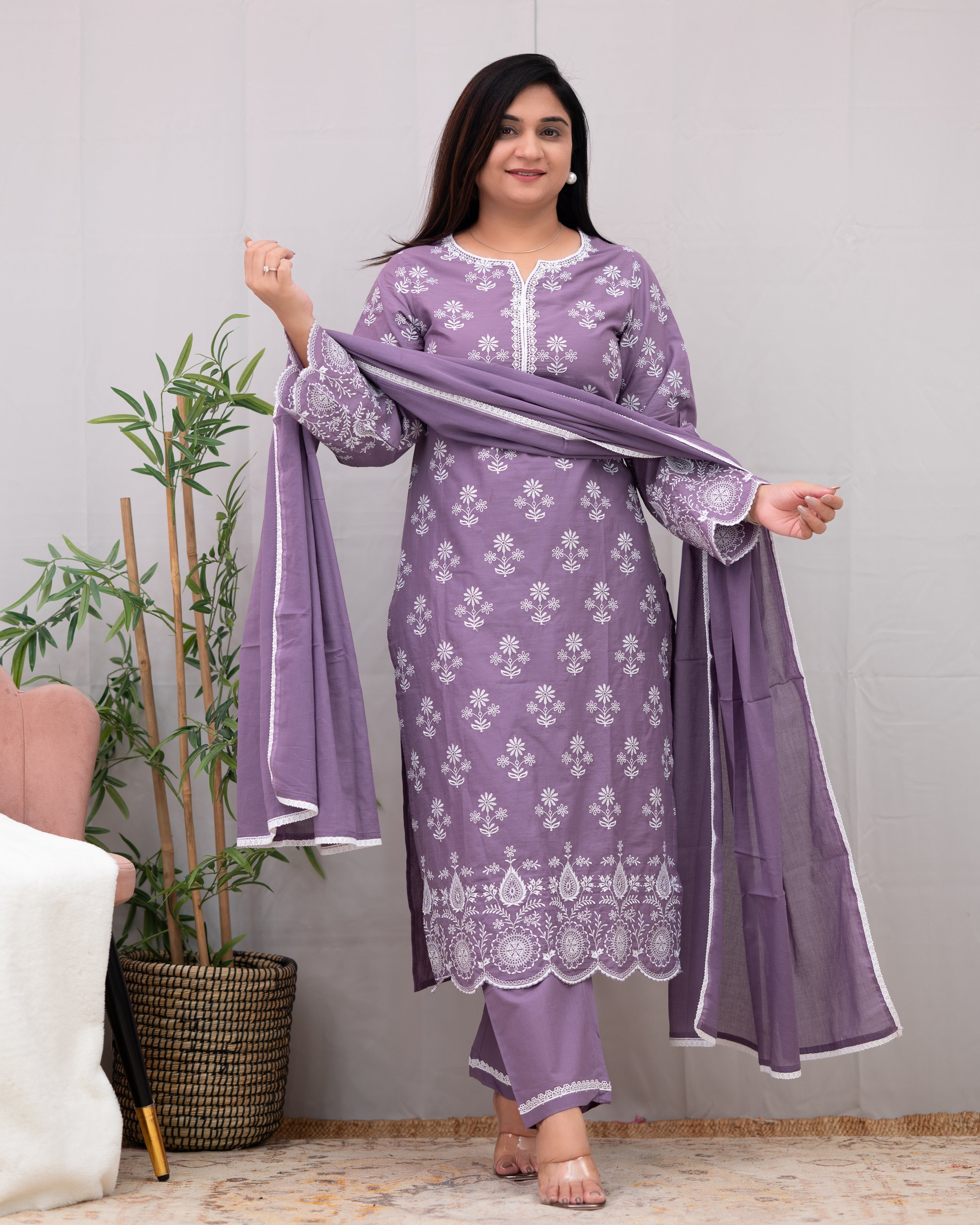 Sabira Cotton Embroidered Pakistani Pant Set