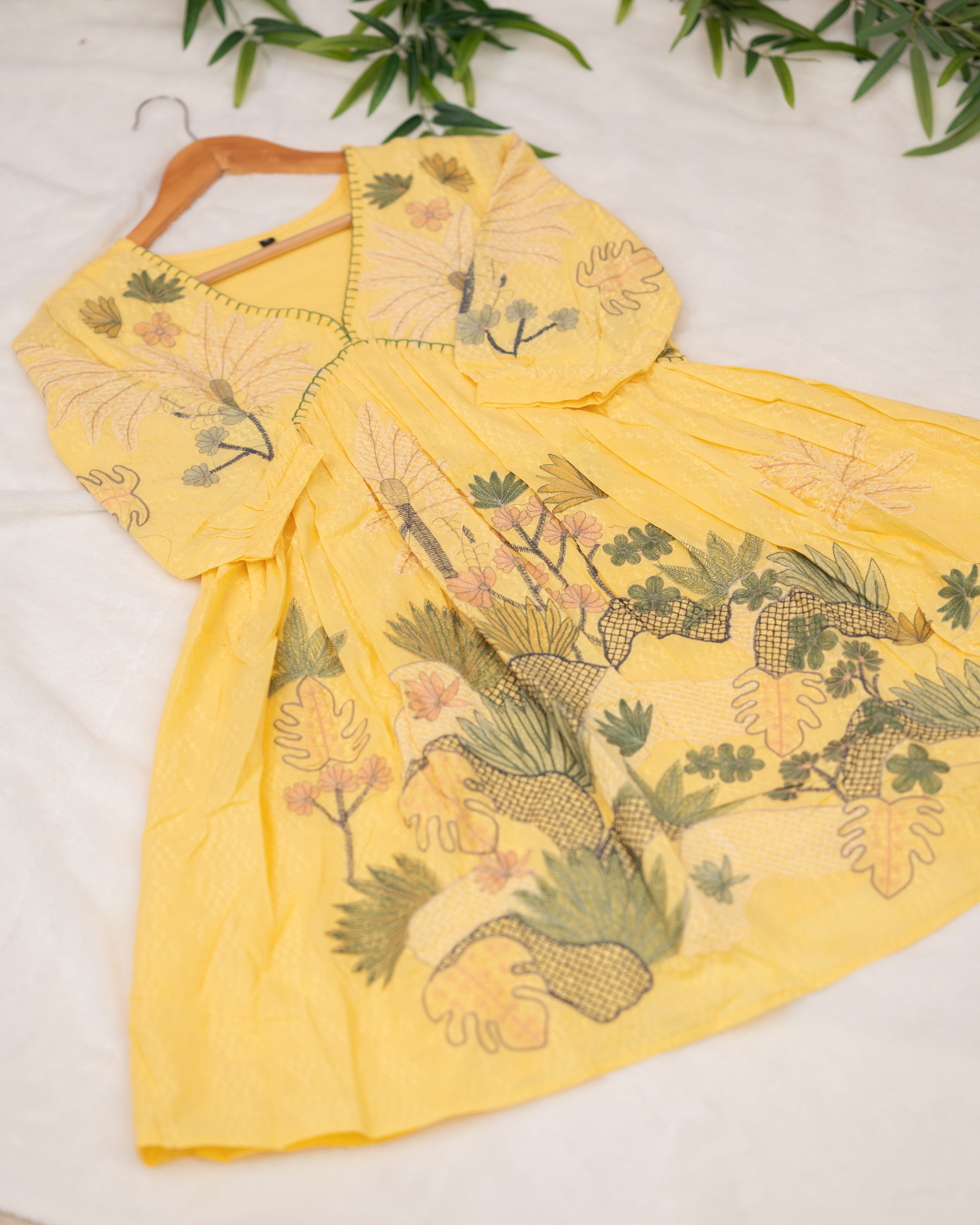 Marigold Cotton Embroidered Cotton Dress