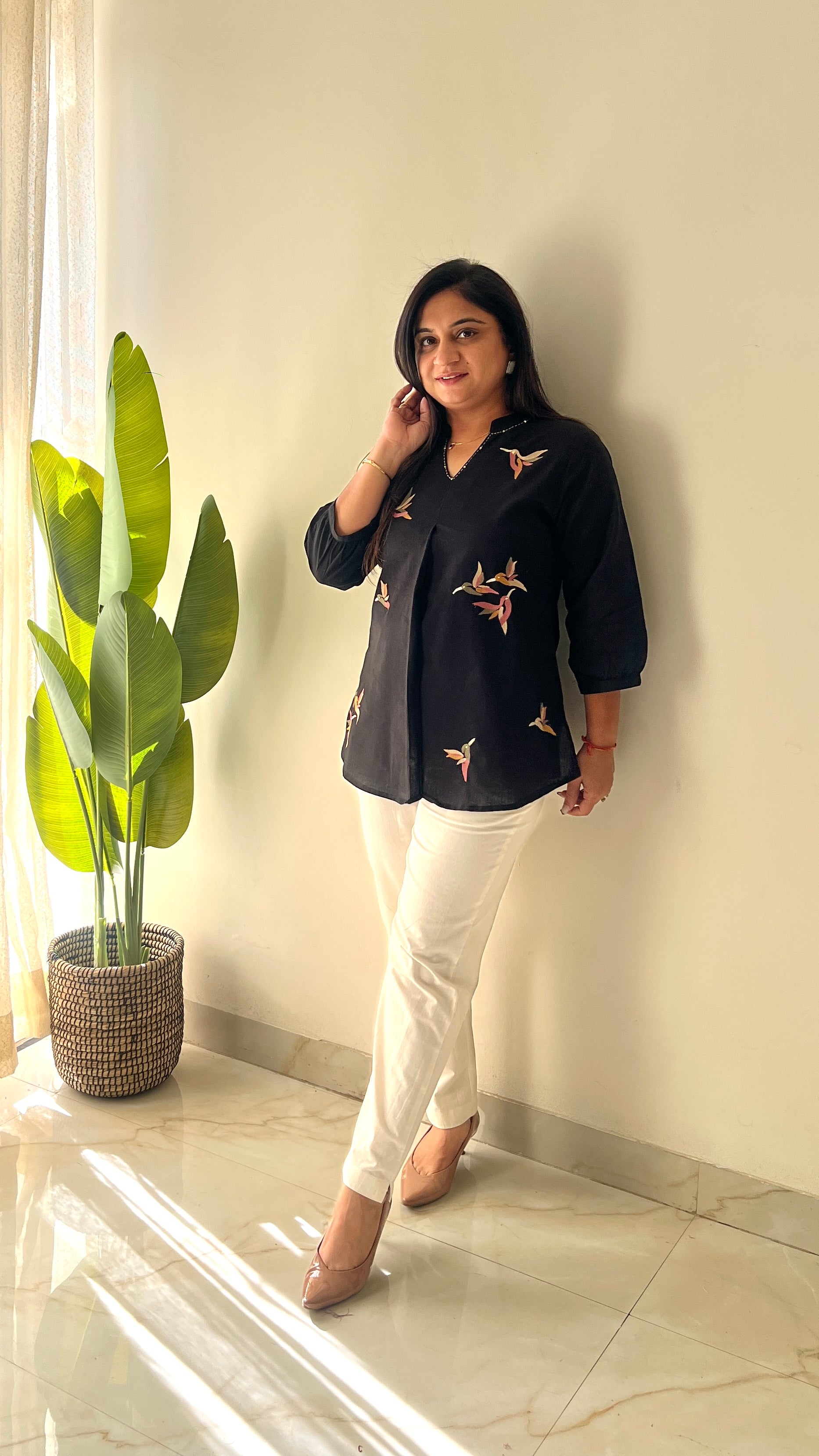 Kashi Cotton Embroidered Short Top