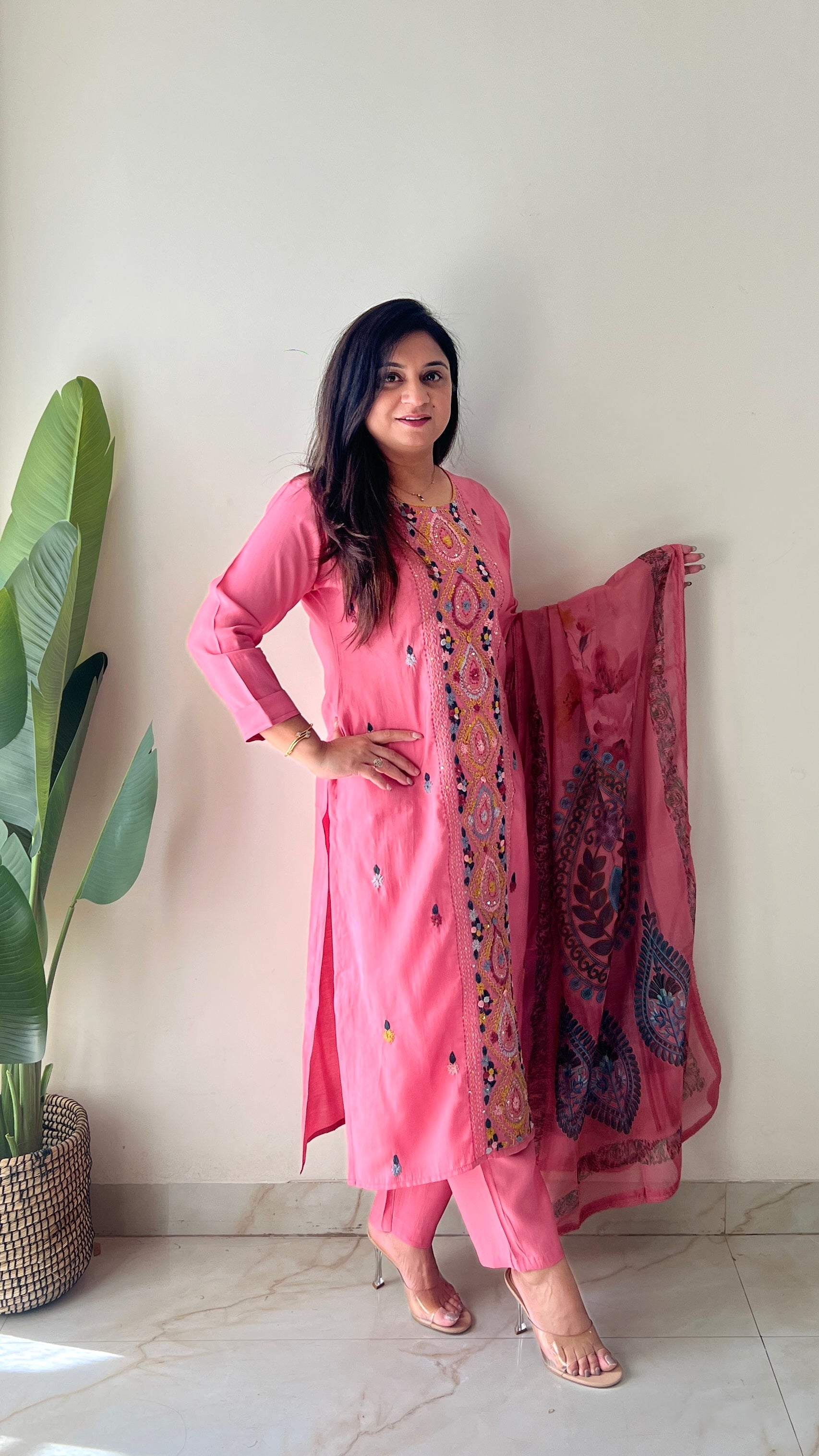 Rubina Modal Silk HandEmbroidered Dupatta Set