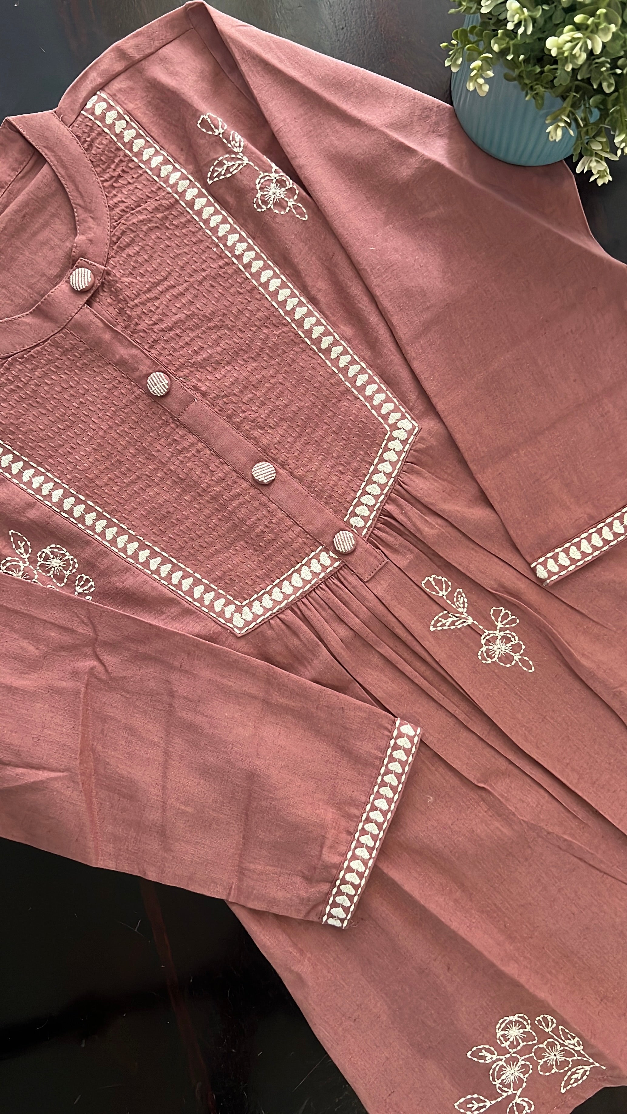 Tarini A-line cotton Embroidered Short Top