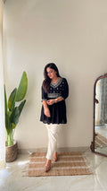 Soha Cotton Embroidered A-line Short Top