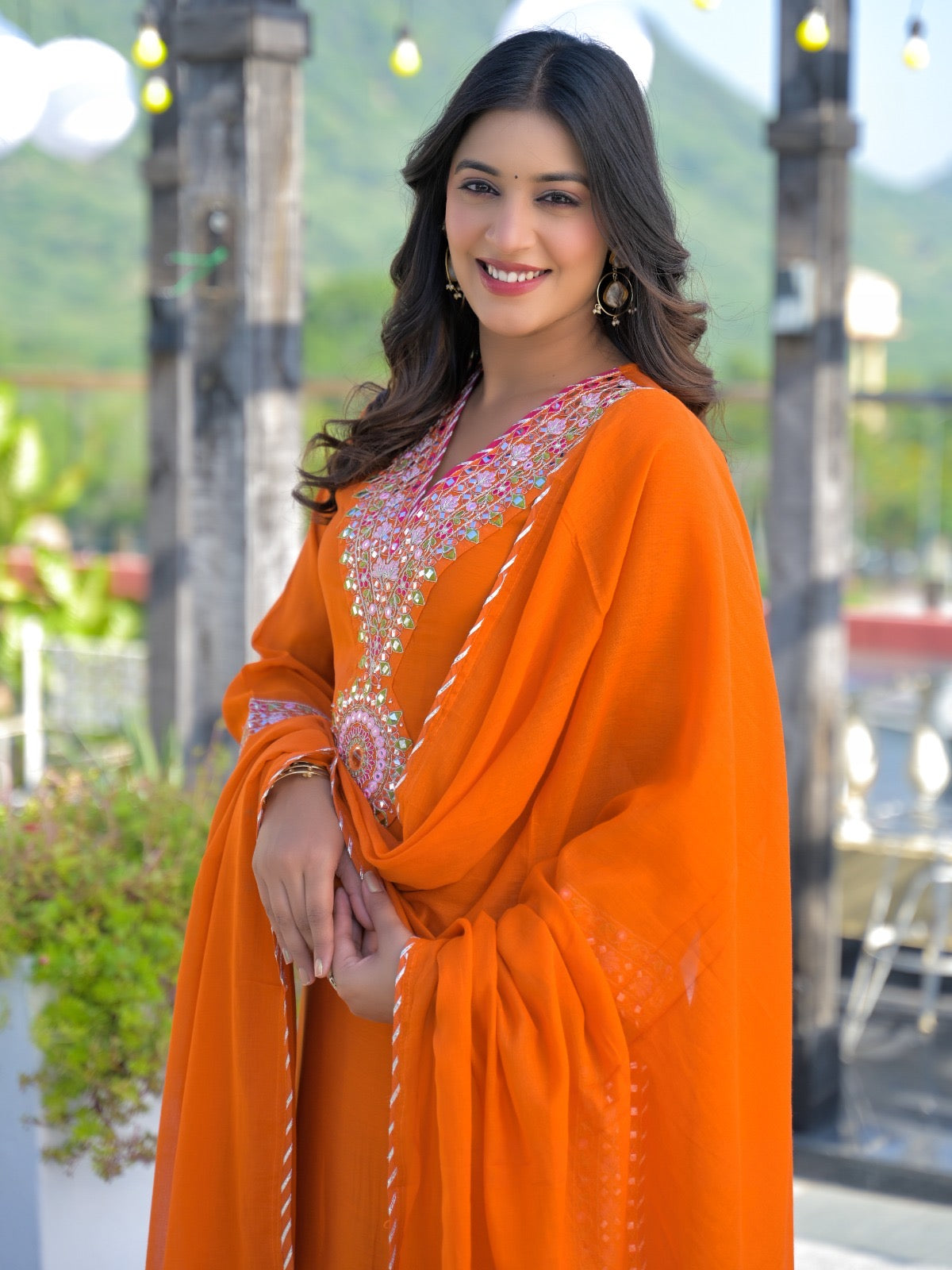 Illiana Mul Chanderi Embroidered Straight pant Set - The Jaipur Studio