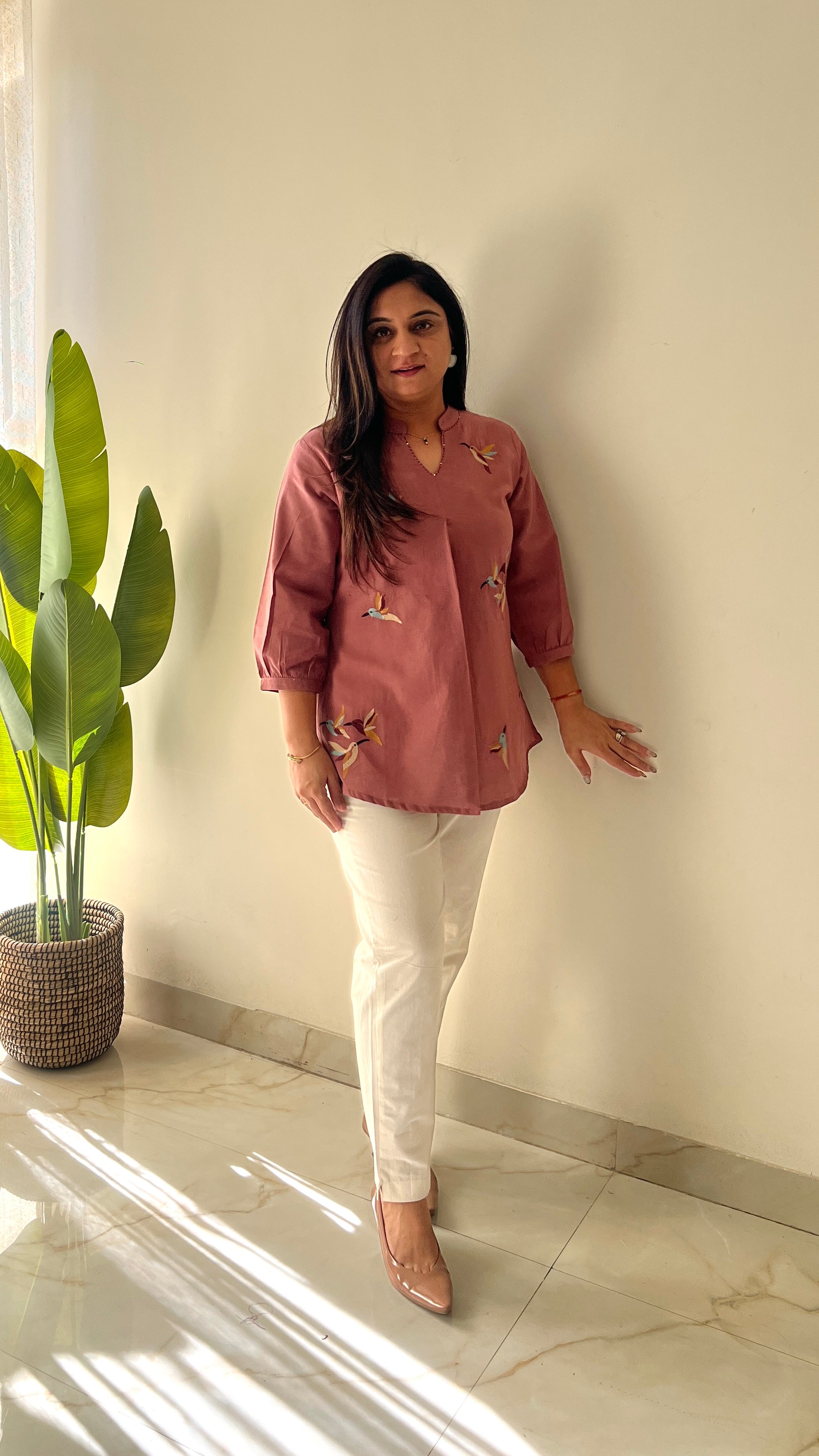 Kashi Cotton Embroidered Short Top