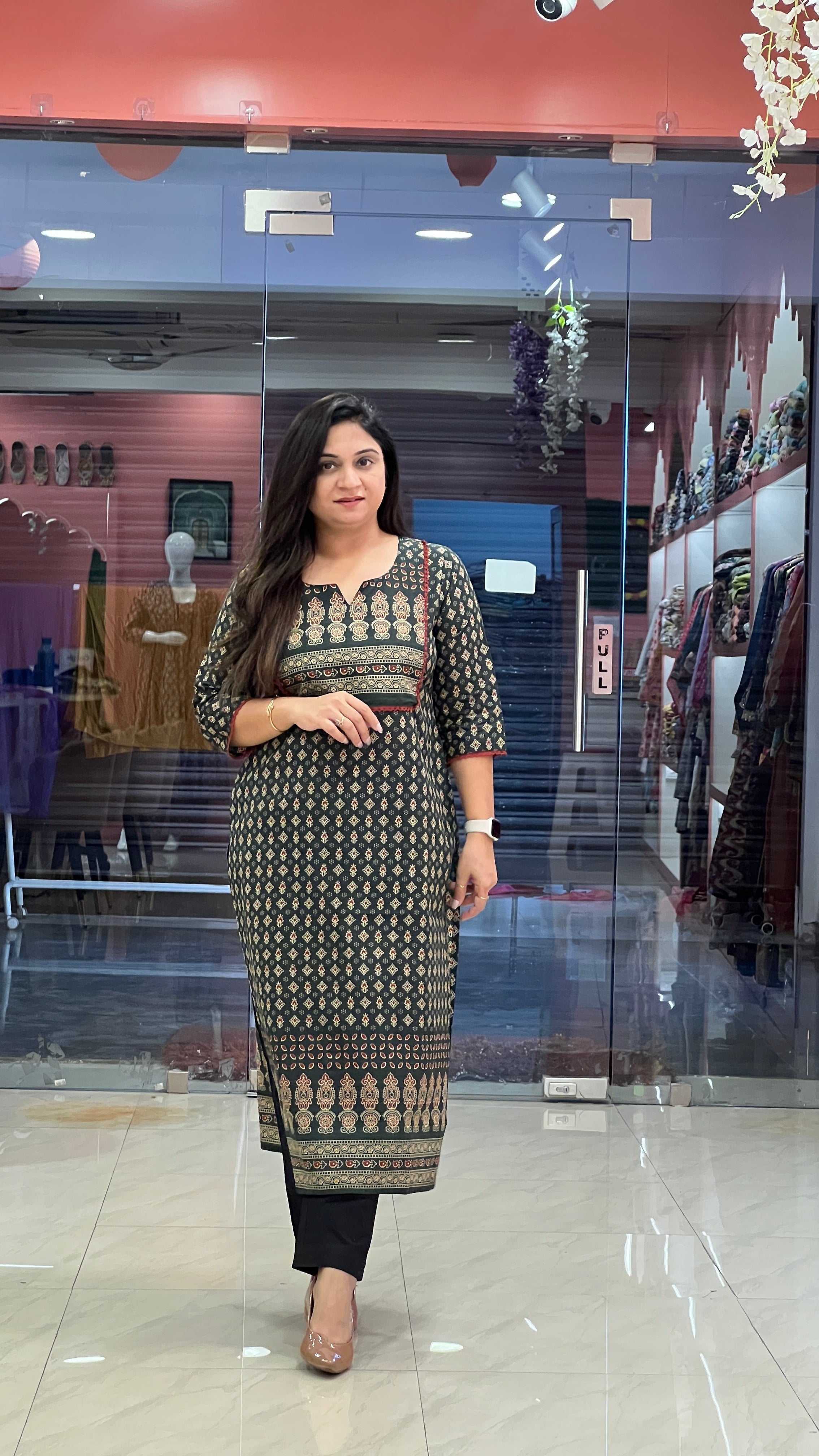 Cotton Ajrakh Casual Straight Kurta