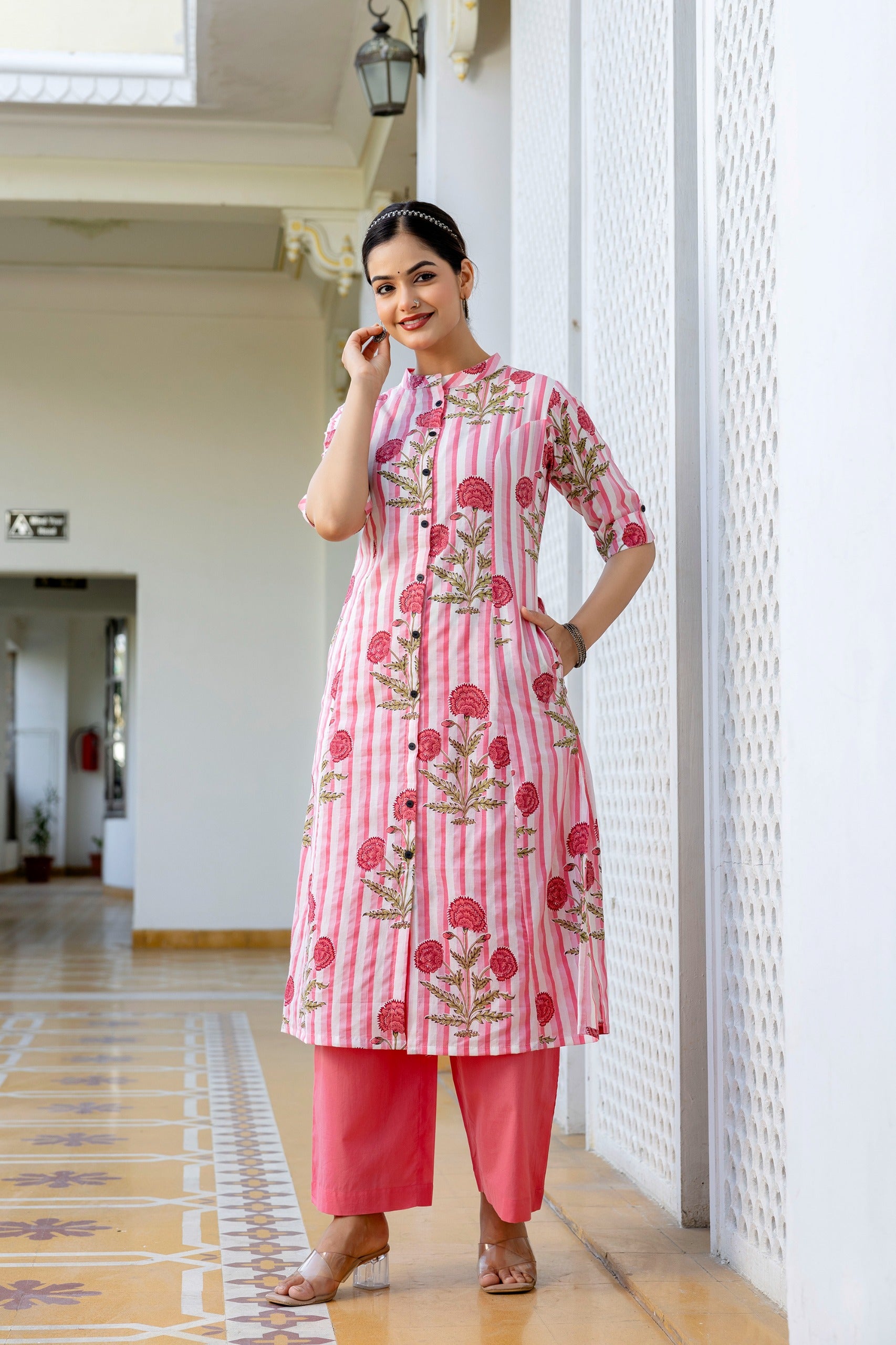 Taru Cotton Floral A-line Casual Coord Set