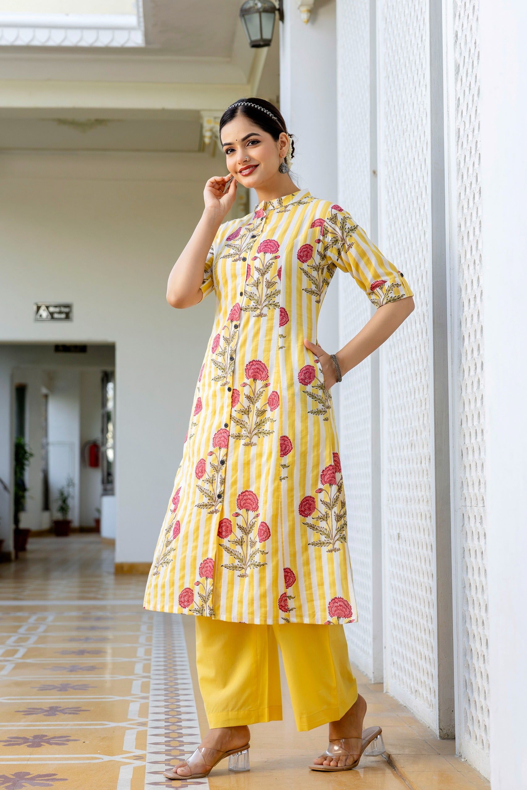 Taru Cotton Floral A-line Casual Coord Set