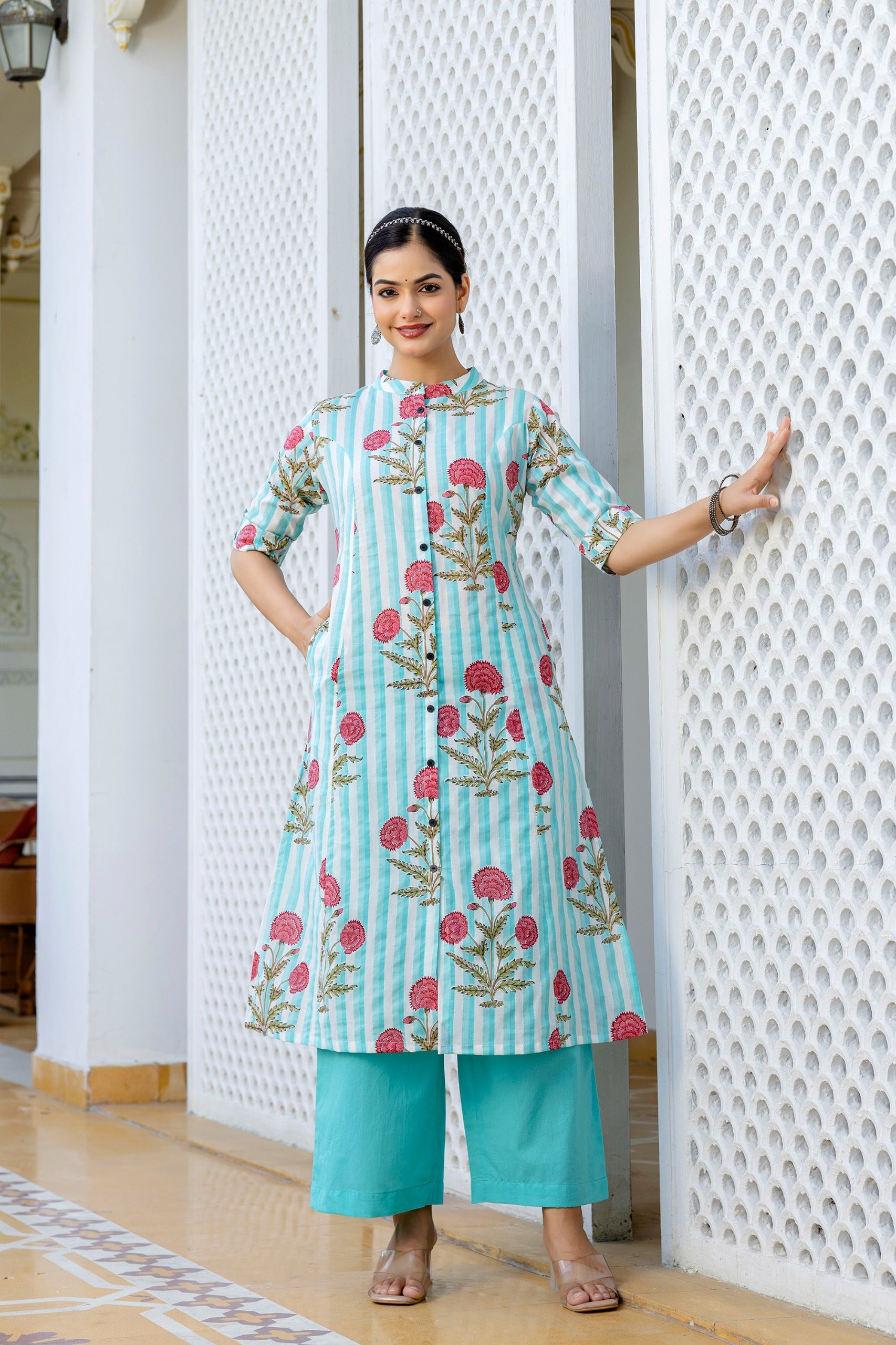 Taru Cotton Floral A-line Casual Coord Set