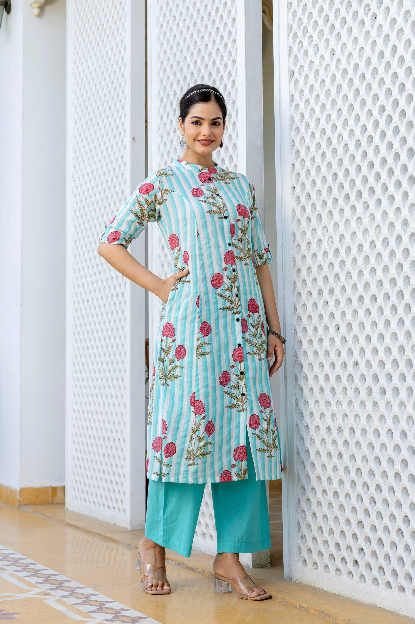 Taru Cotton Floral A-line Casual Coord Set
